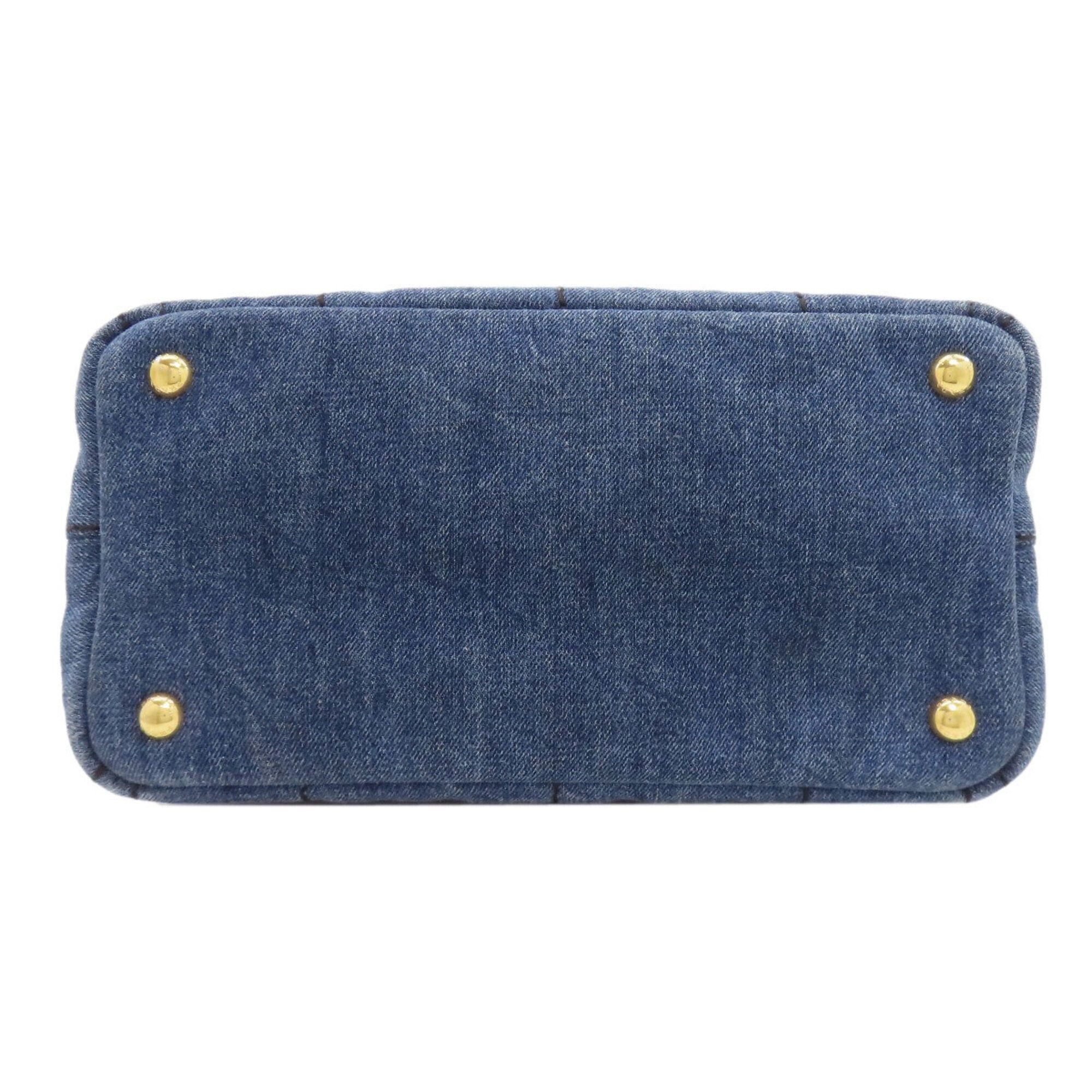 Prada Prada Canapa Mini 2-Way Handbag, Denim, Women's Size ONE SIZE - 4 Thumbnail