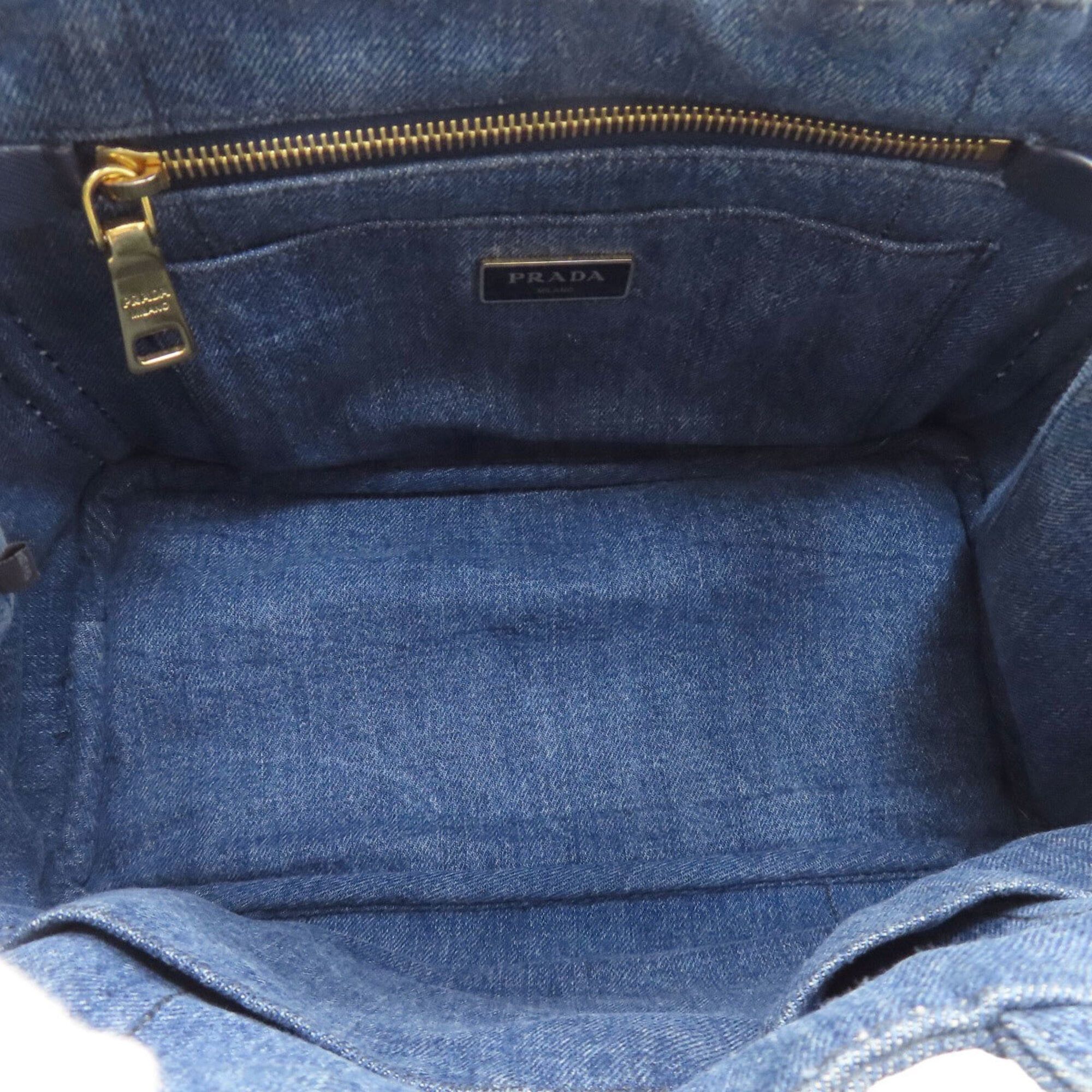 Prada Prada Canapa Mini 2-Way Handbag, Denim, Women's Size ONE SIZE - 5 Thumbnail