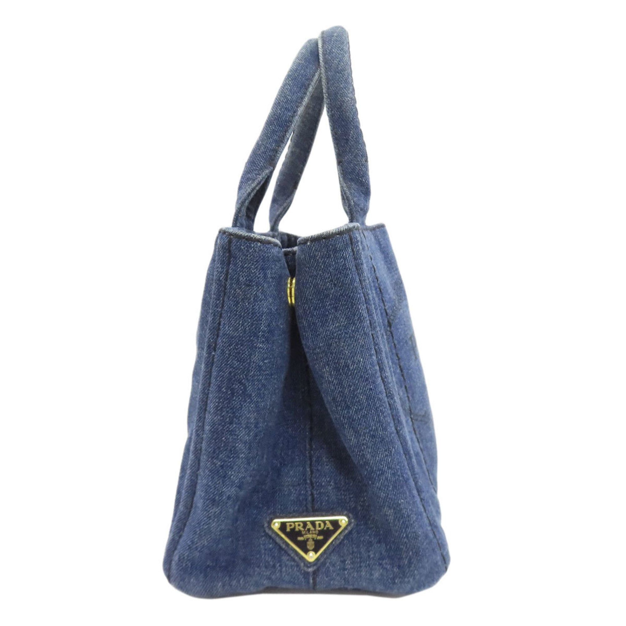 Prada Prada Canapa Mini 2-Way Handbag, Denim, Women's Size ONE SIZE - 3 Thumbnail