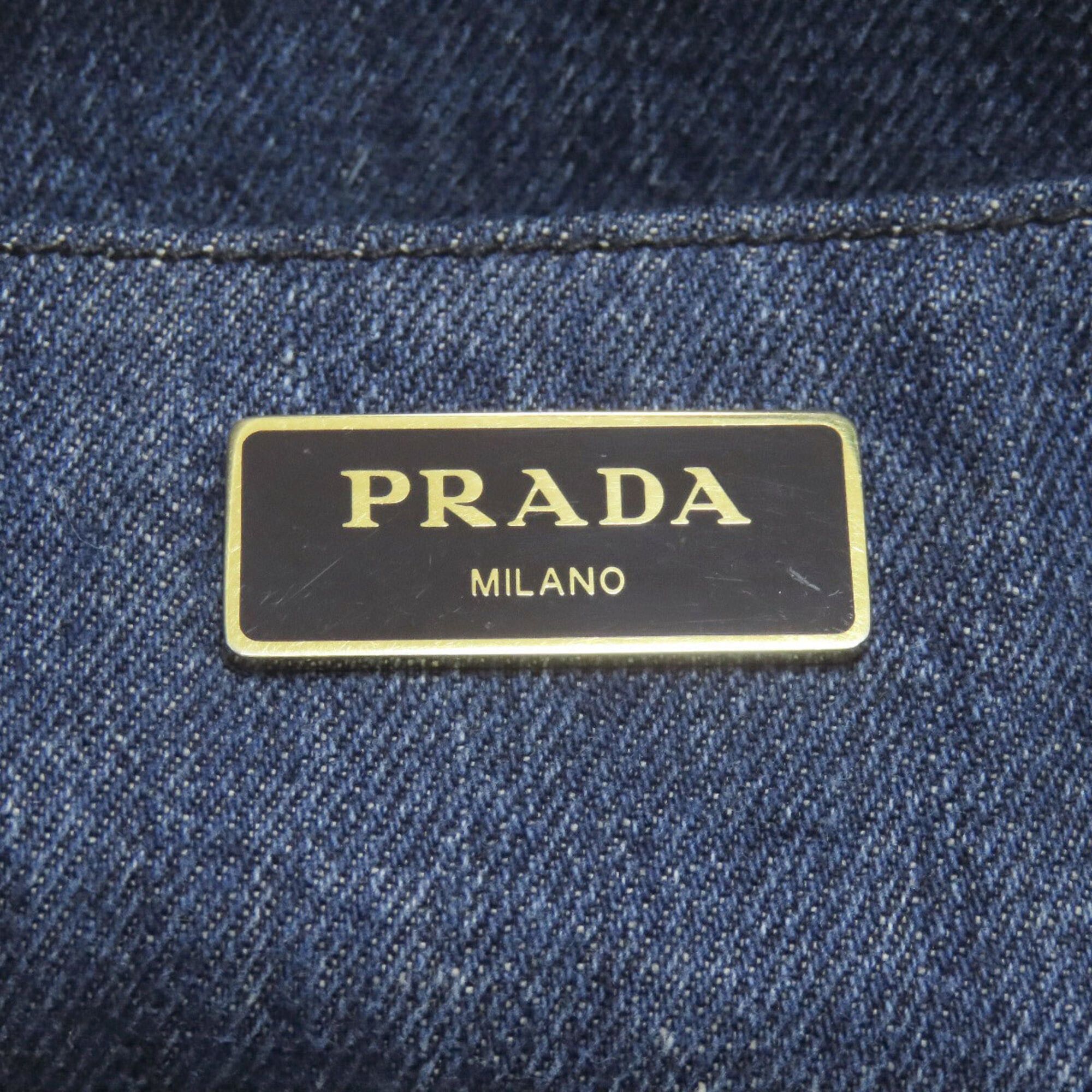 Prada Prada Canapa Mini 2-Way Handbag, Denim, Women's Size ONE SIZE - 6 Thumbnail