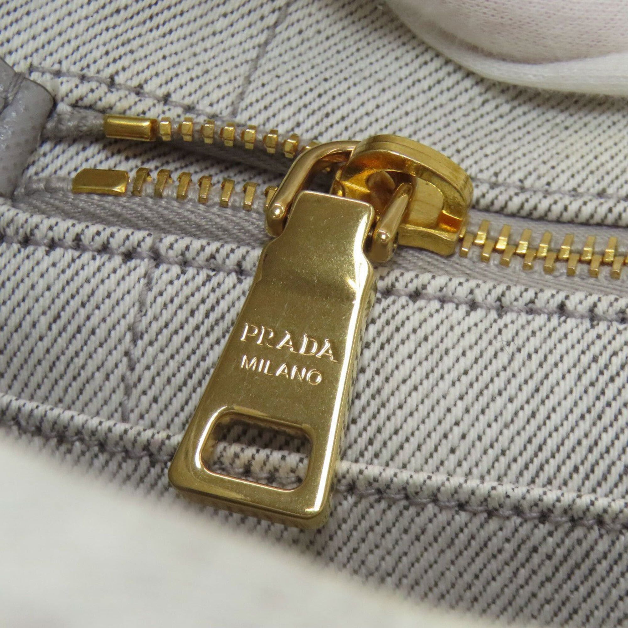 Prada Prada Canapa Mini 2-Way Handbag, Denim, Women's Size ONE SIZE - 18 Thumbnail