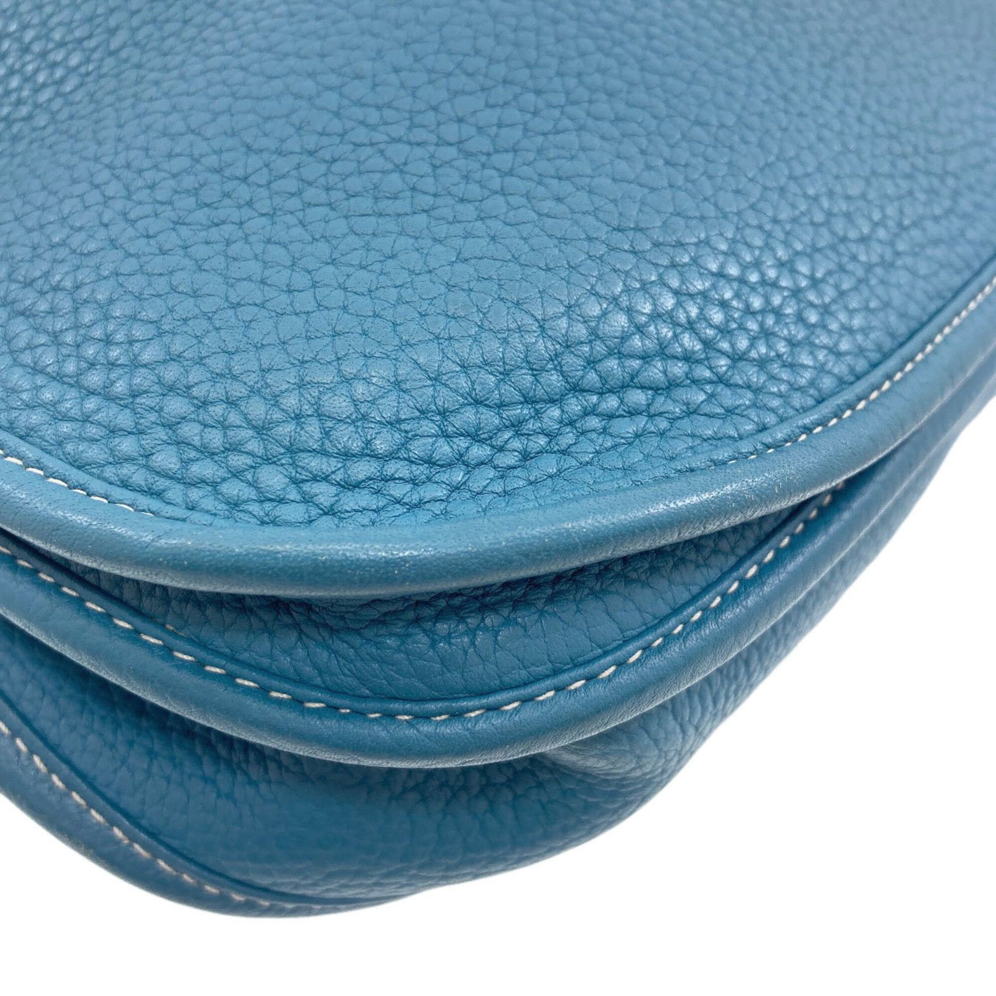 Hermes Hermes Evelyne 3 PM Blue Jean Shoulder Bag with Silver Hardware, Taurillon Leather, Women's Size ONE SIZE - 21 Thumbnail