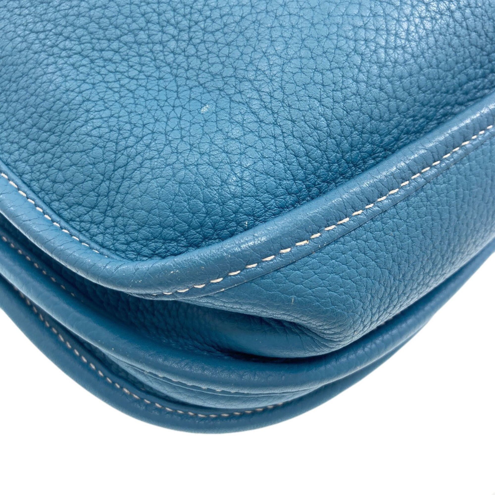 Hermes Hermes Evelyne 3 PM Blue Jean Shoulder Bag with Silver Hardware, Taurillon Leather, Women's Size ONE SIZE - 19 Thumbnail