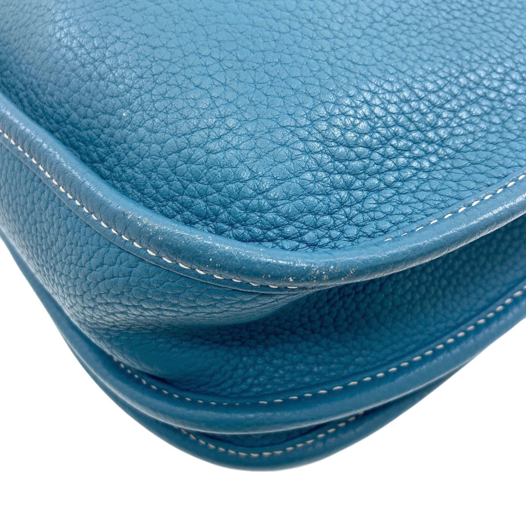 Hermes Hermes Evelyne 3 PM Blue Jean Shoulder Bag with Silver Hardware, Taurillon Leather, Women's Size ONE SIZE - 18 Thumbnail