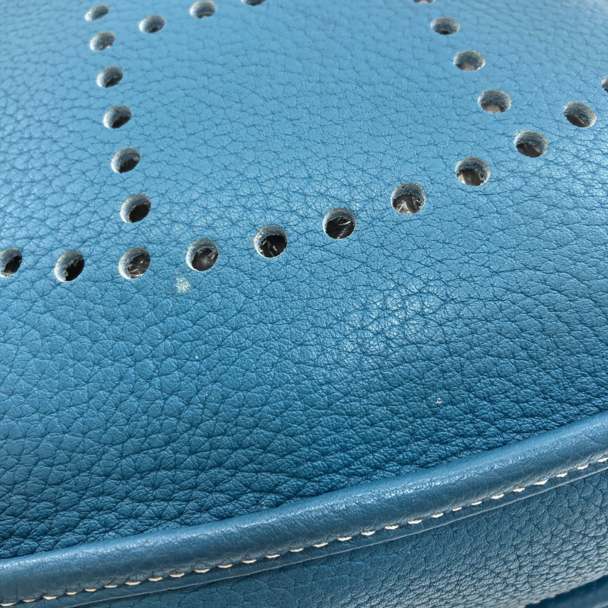 Hermes Hermes Evelyne 3 PM Blue Jean Shoulder Bag with Silver Hardware, Taurillon Leather, Women's Size ONE SIZE - 11 Thumbnail