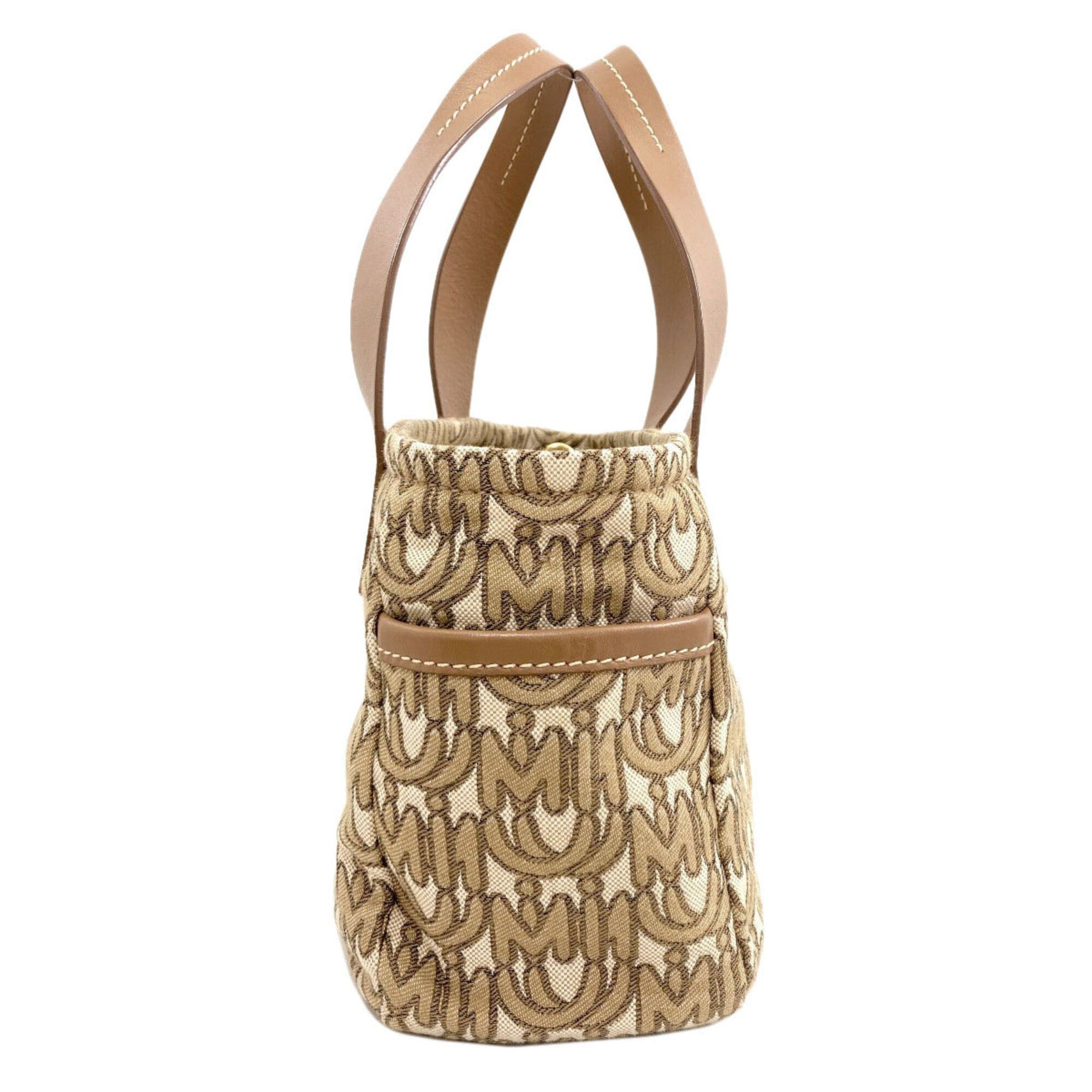 Miu Miu Miu Miu Miu Logo Motif 2-Way Handbag, Canvas, Women's Size ONE SIZE - 3 Thumbnail
