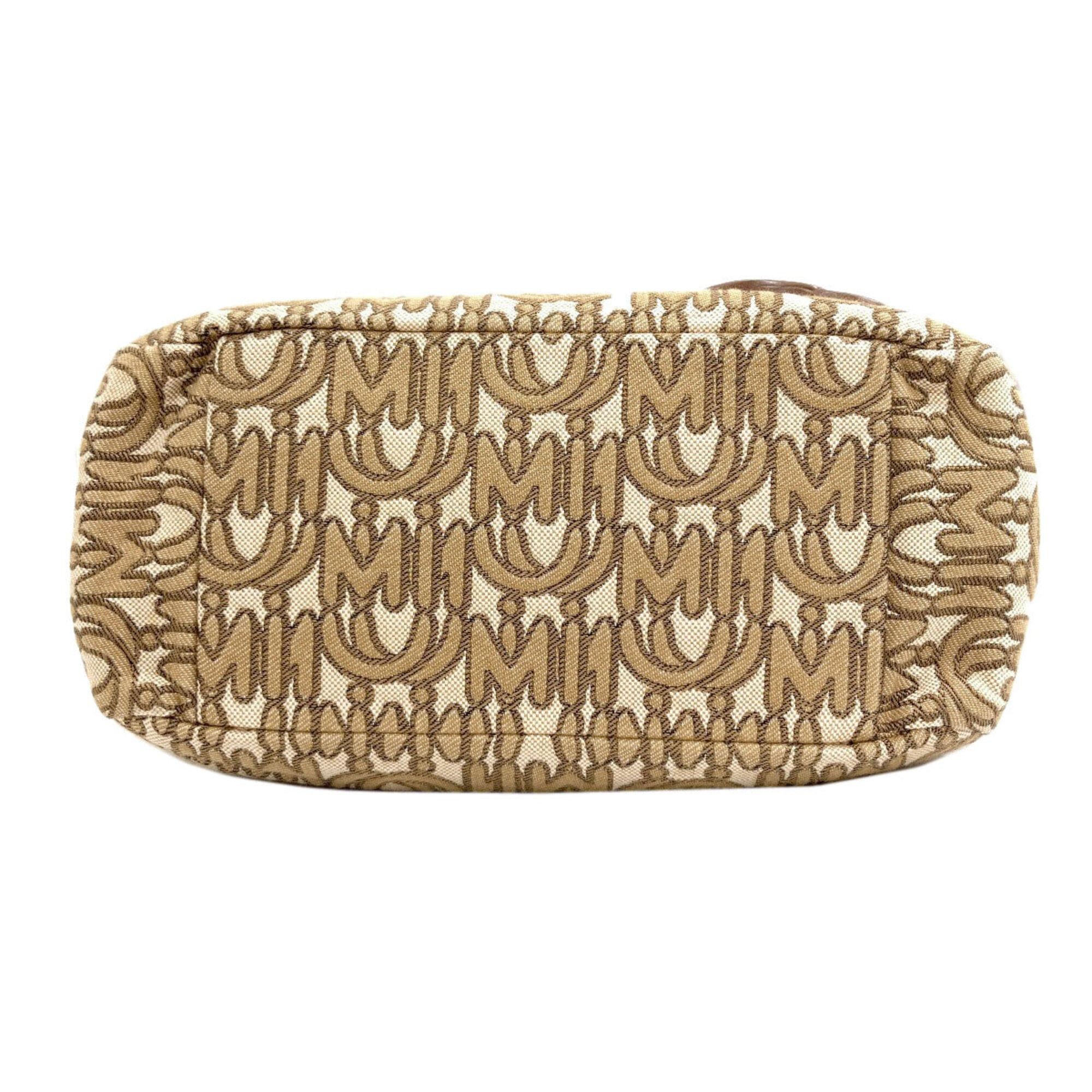 Miu Miu Miu Miu Miu Logo Motif 2-Way Handbag, Canvas, Women's Size ONE SIZE - 4 Thumbnail