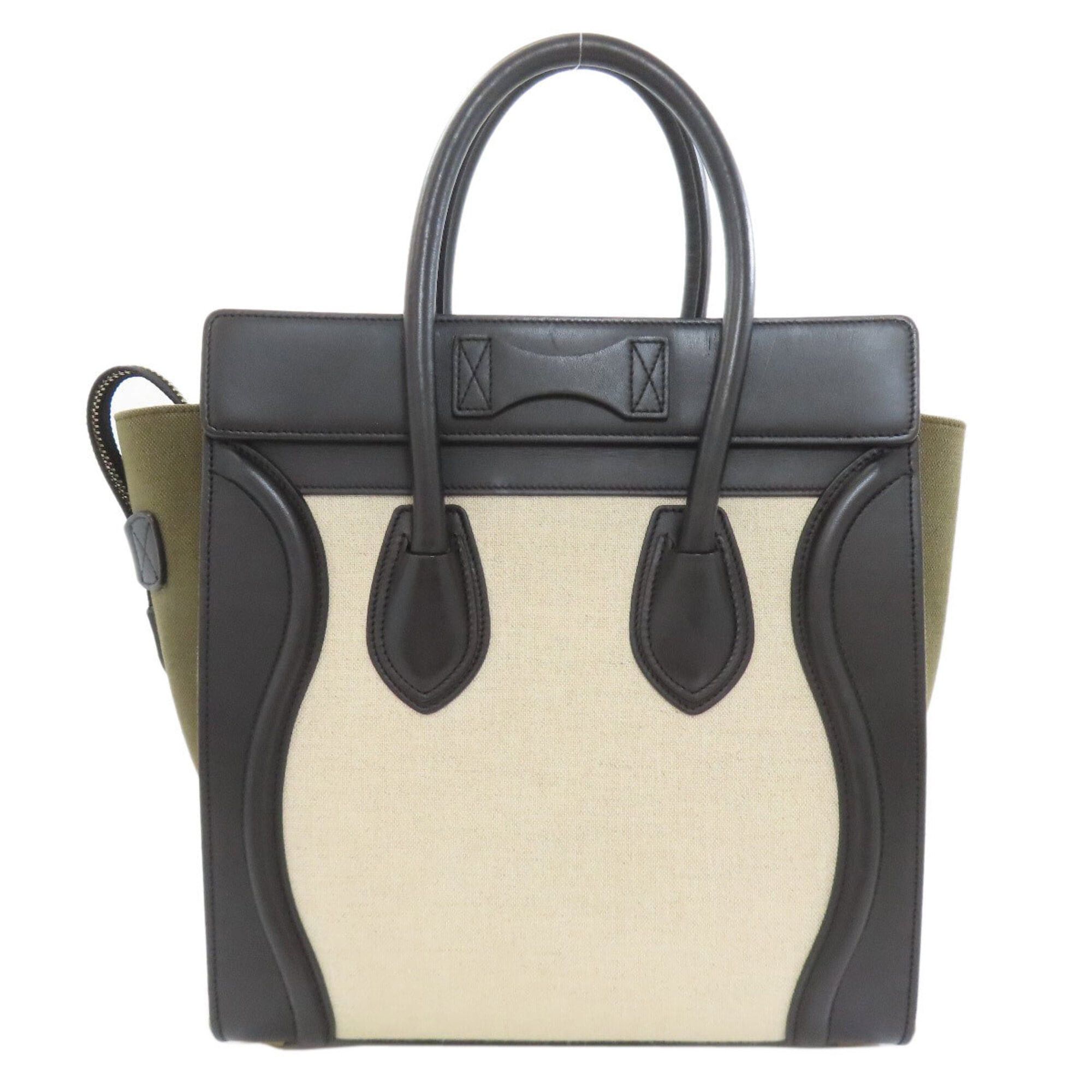 Celine Celine Luggage Micro Handbag, Leather/Canvas, Women's Size ONE SIZE - 2 Thumbnail