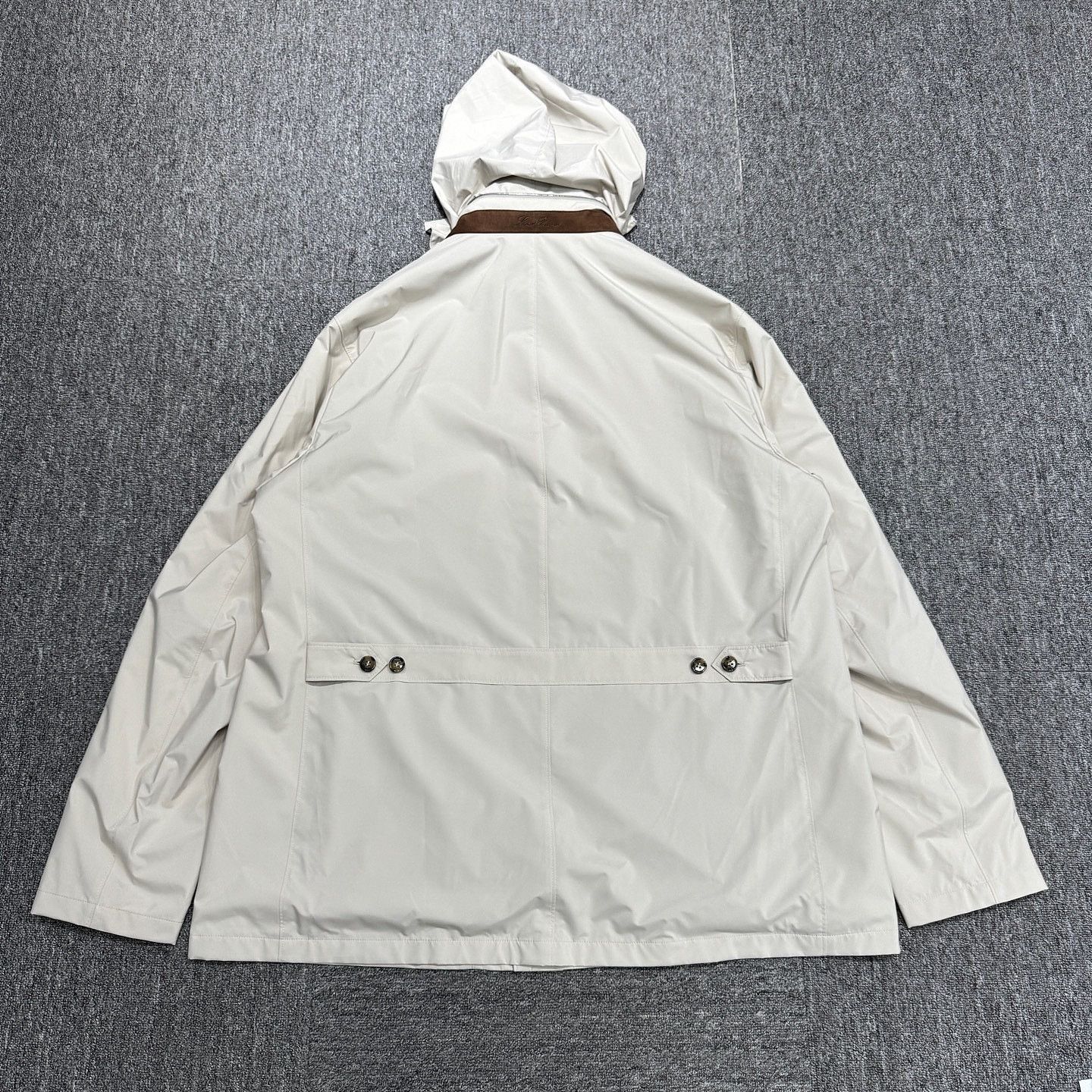Loro Piana White Hooded Raincoat with Front Pockets Size US XXL / EU 58 / 5 - 2 Thumbnail