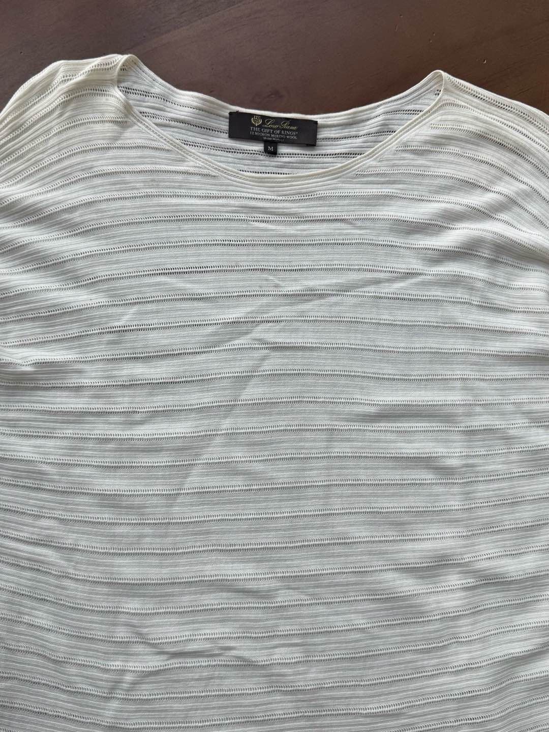 Loro Piana White Ribbed Long-Sleeve Shirt Size M Size US M / EU 48-50 / 2 - 8 Thumbnail