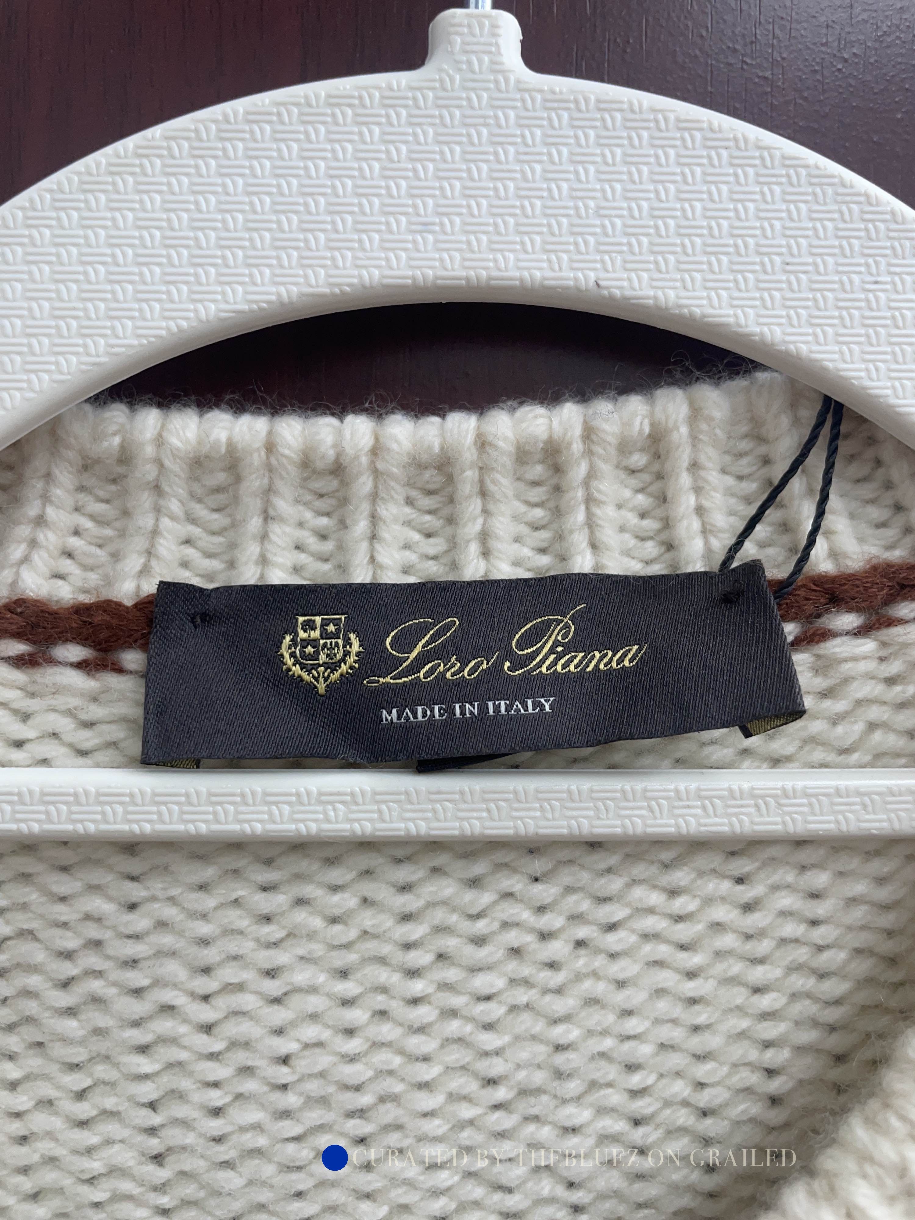 Loro Piana Beige Striped Long Sleeve Sweater Size L Size US L / EU 52-54 / 3 - 3 Thumbnail