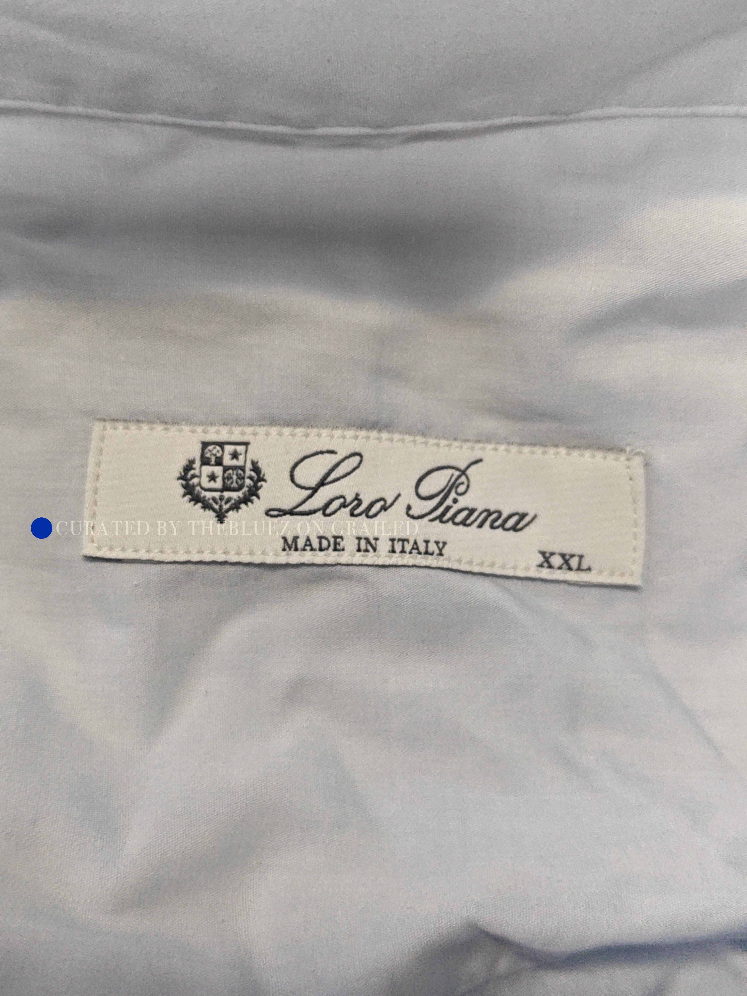 Loro Piana Blue Long Sleeve Button-Up Shirt XXL Size US XXL / EU 58 / 5 - 3 Thumbnail
