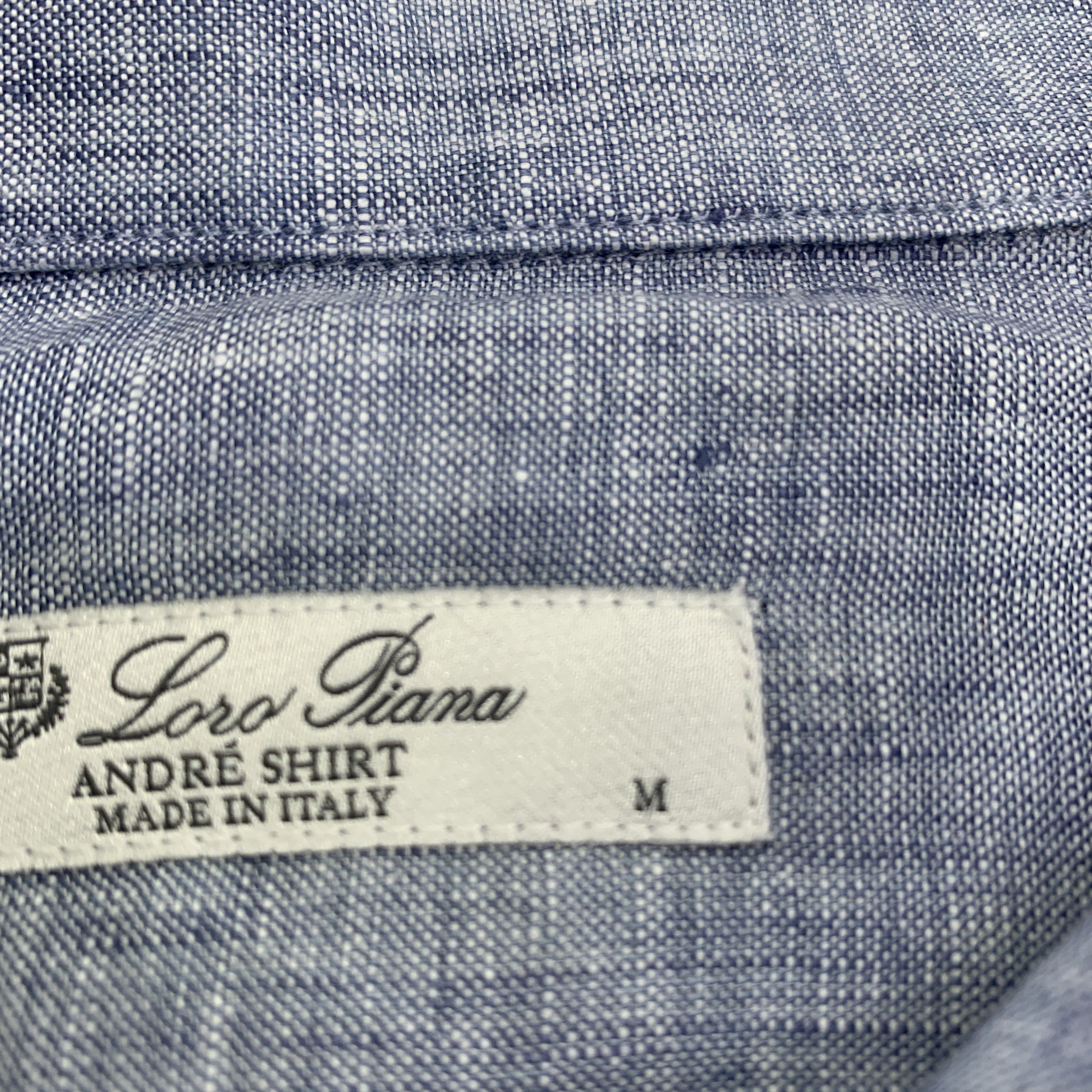 Loro Piana Blue Long-Sleeve Button-Up Shirt Size US M / EU 48-50 / 2 - 2 Thumbnail