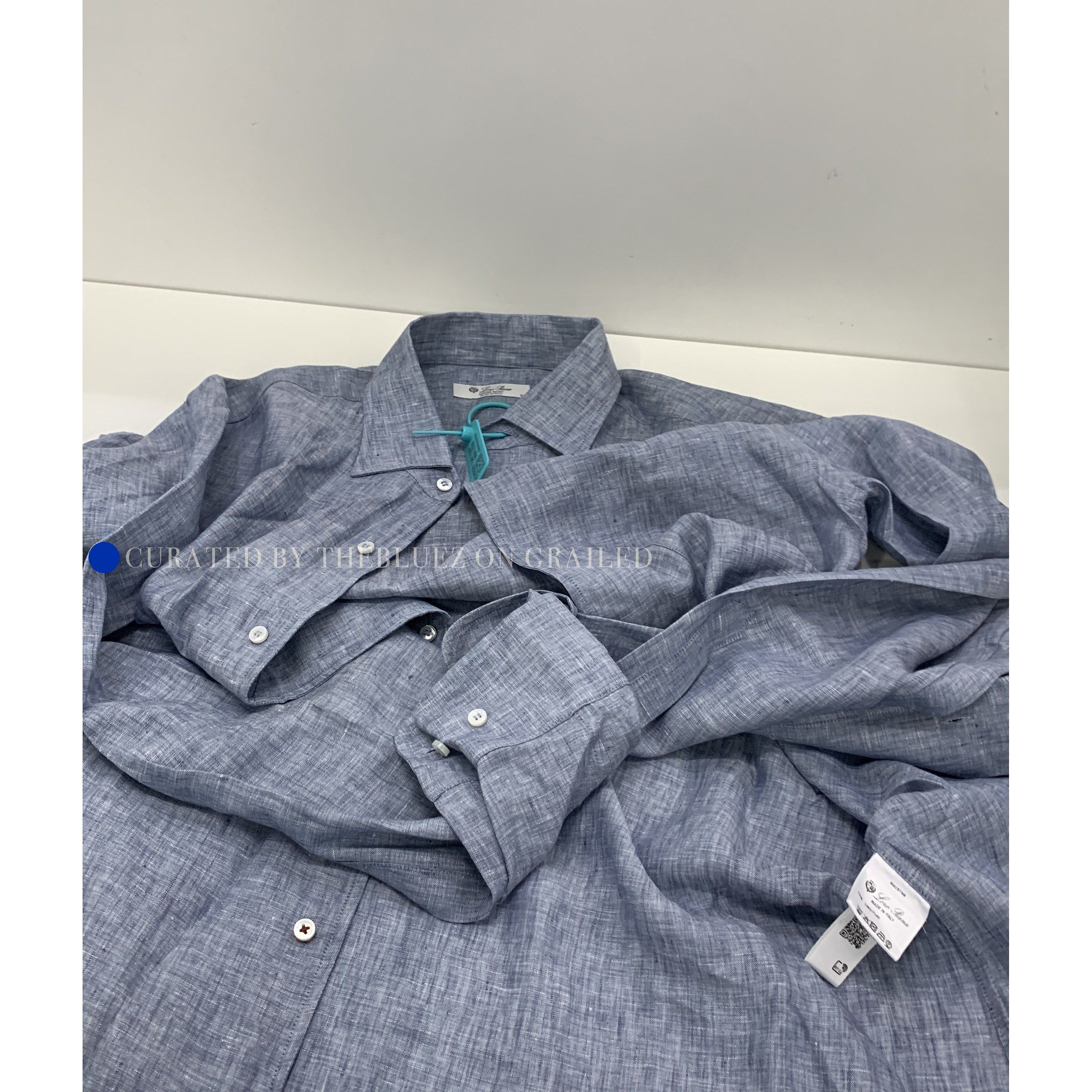 Loro Piana Blue Long-Sleeve Button-Up Shirt Size US M / EU 48-50 / 2 - 5 Thumbnail