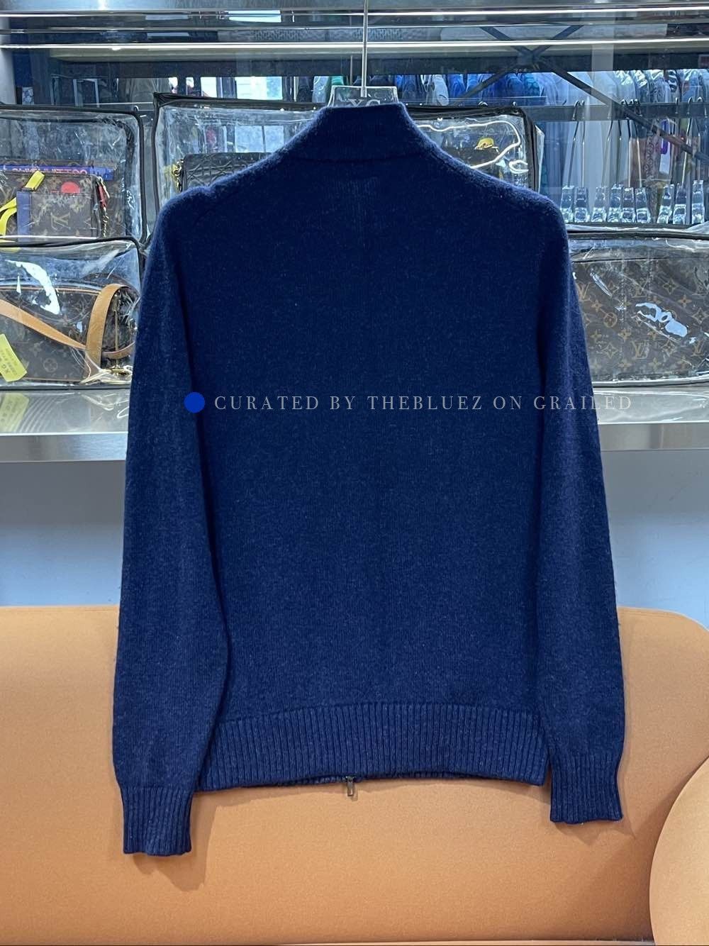 Loro Piana Blue Zip-Up Ribbed Sweater Size US M / EU 48-50 / 2 - 2 Thumbnail