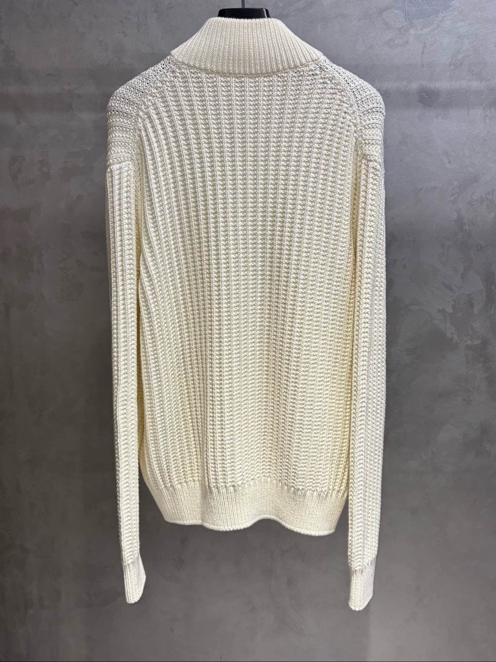 Loro Piana White Zip-Front Ribbed Knit Sweater Size US M / EU 48-50 / 2 - 2 Thumbnail