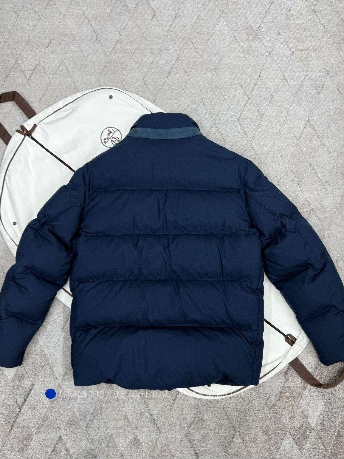 Loro Piana Blue Quilted Puffer Jacket with Ribbed Collar - Size L Size US L / EU 52-54 / 3 - 2 Thumbnail
