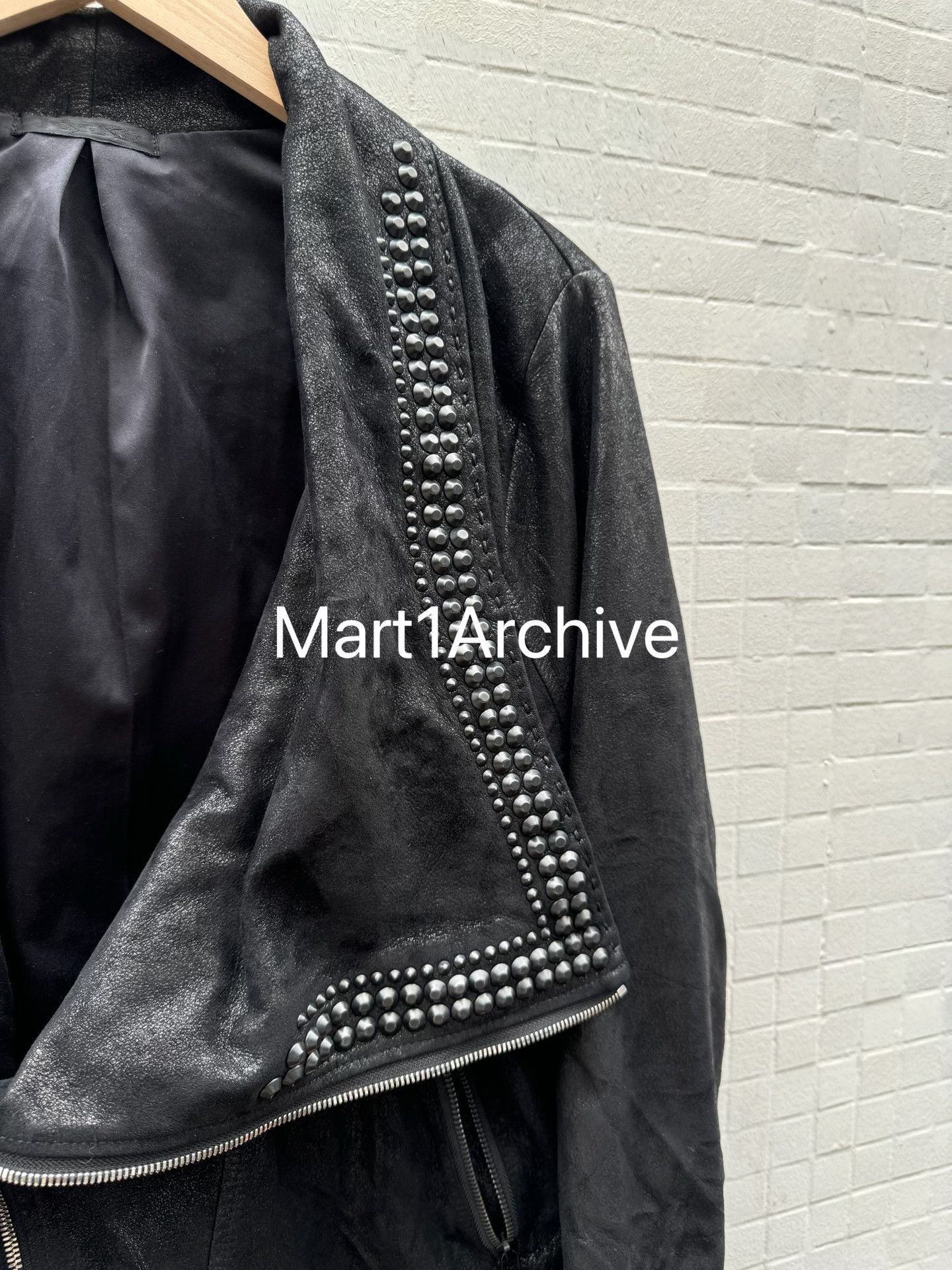 KMRii Black Leather Jacket with Embellished Cross Design (L) Size US L / EU 52-54 / 3 - 6 Thumbnail
