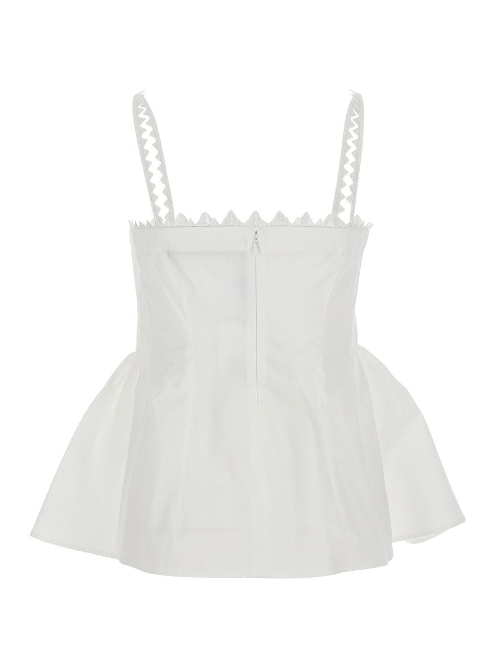 Jacquemus Top 'LE HAUT TRAVERSIN' White with V-Neck and Ruffle Details in Cotton for Women Size M / US 6-8 / IT 42-44 - 2 Thumbnail