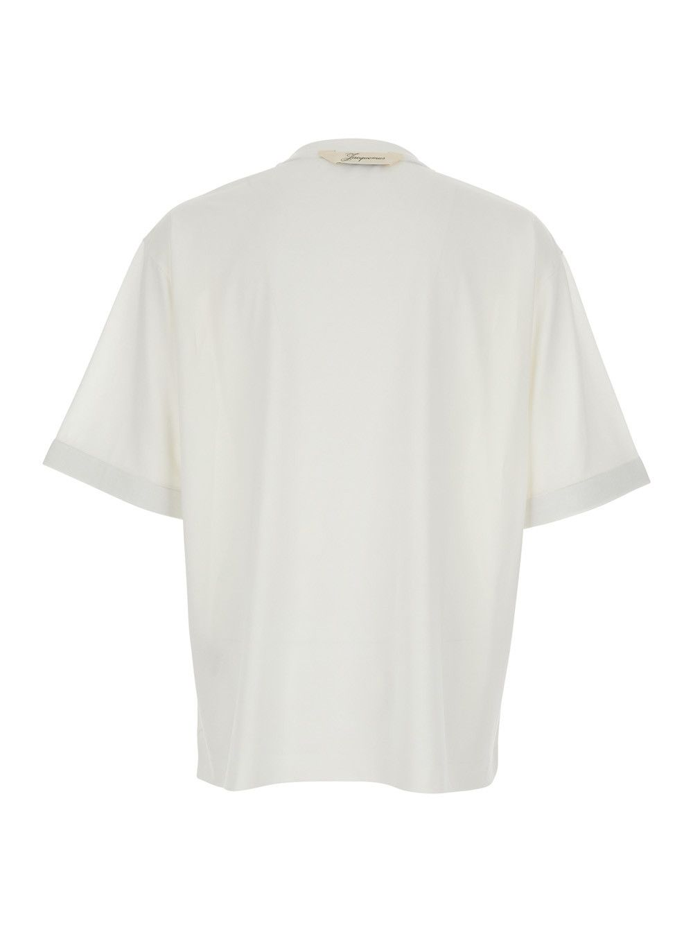 Jacquemus 'Le Rond Carre' White T-Shirt with Round Neck and Logo on the Back in Fabric Man Size US M / EU 48-50 / 2 - 2 Thumbnail