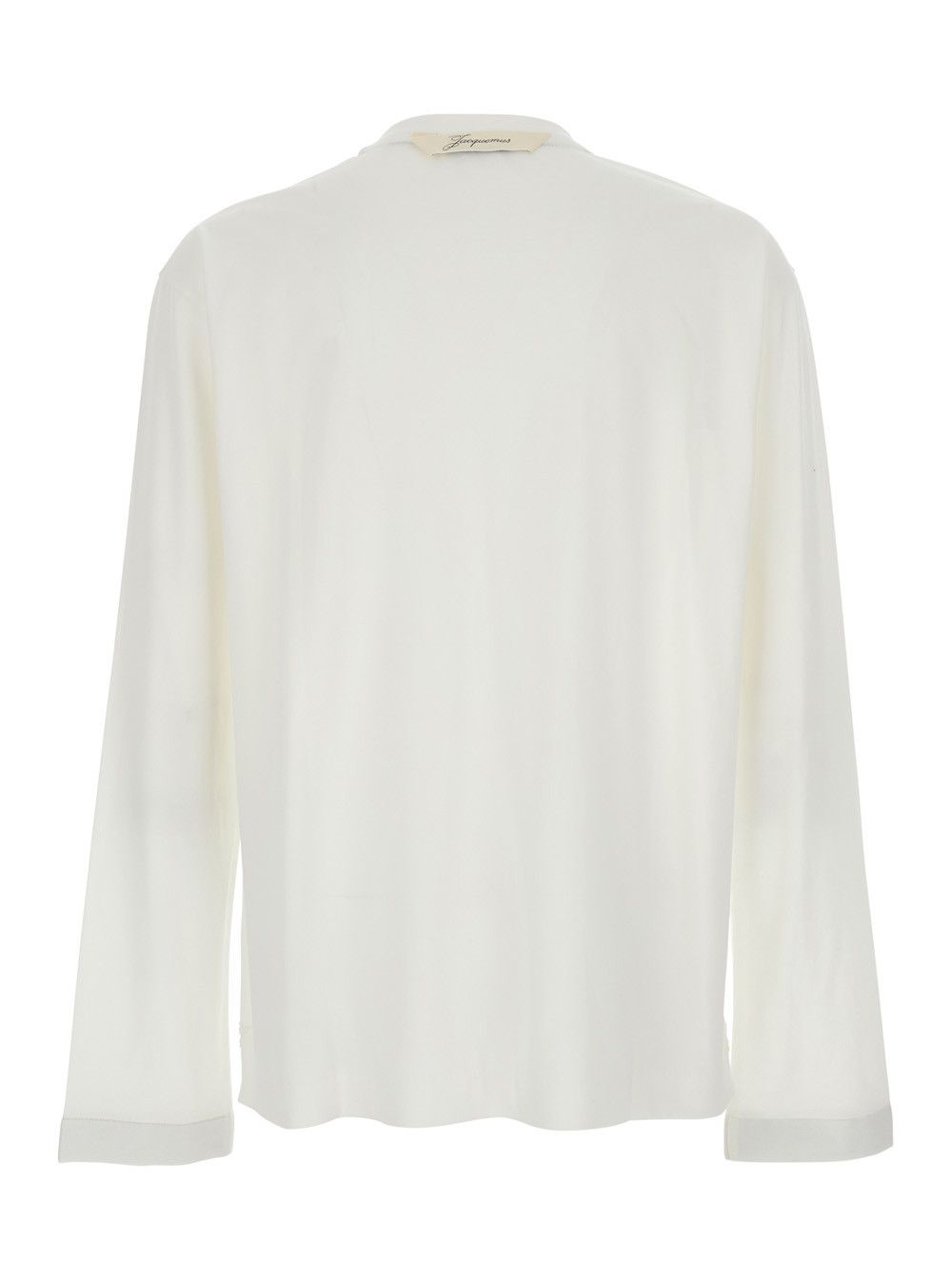 Jacquemus 'Le T-Shirt Rond Carre' White Long Sleeve T-Shirt with Round Neck and Tone-on-Tone Logo Embroidery in Tech Fabric for Men Size US L / EU 52-54 / 3 - 2 Thumbnail