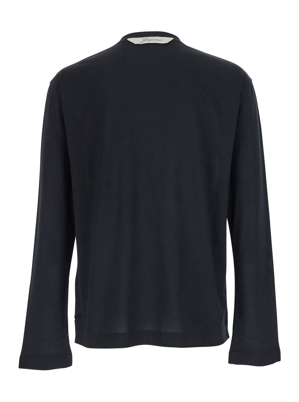 Jacquemus 'Le T-Shirt Rond Carre' Black Crew Neck T-Shirt with Long Sleeves in Tech Fabric for Men Size US S / EU 44-46 / 1 - 2 Thumbnail