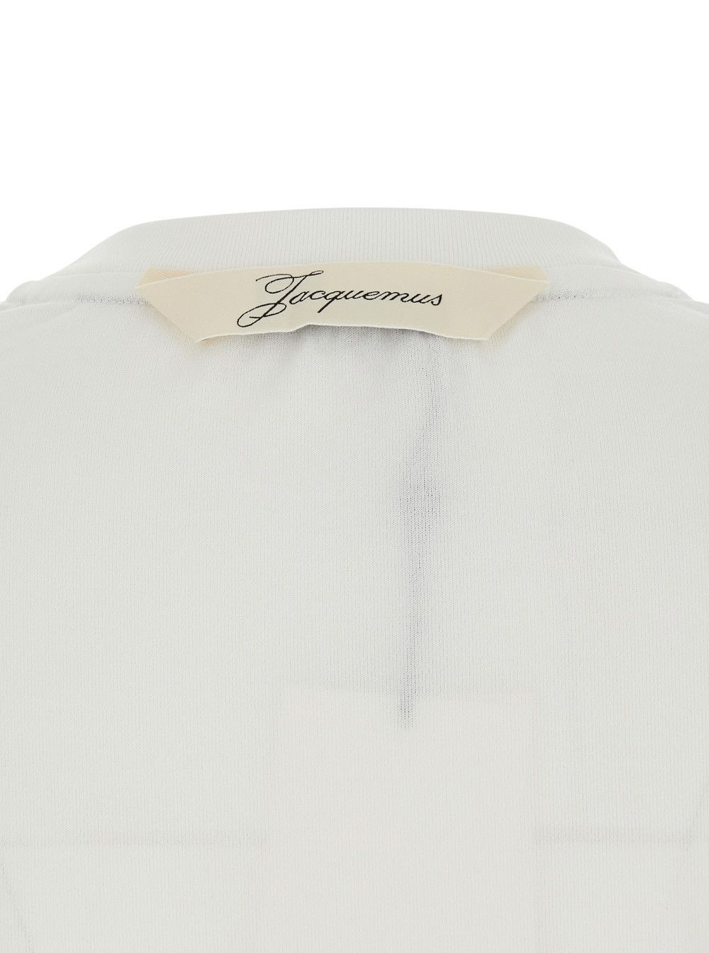 Jacquemus 'LE TSHIRT VENTADOU' White Crew neck T-shirt with gros grain logo on the back in fabric for women Size XS / US 0-2 / IT 36-38 - 3 Thumbnail