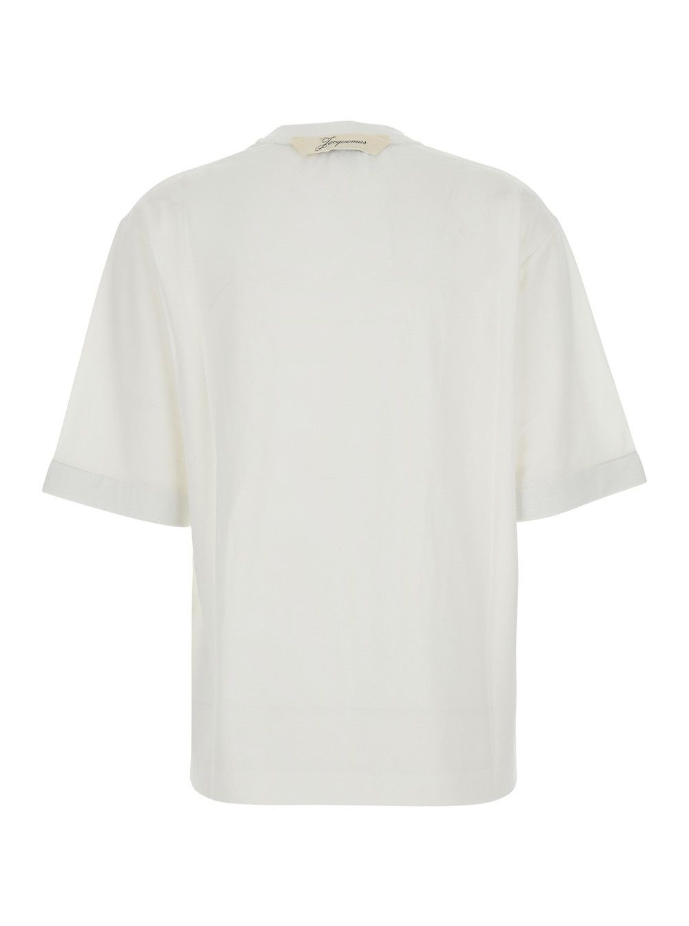 Jacquemus 'LE TSHIRT VENTADOU' White Crew neck T-shirt with gros grain logo on the back in fabric for women Size XS / US 0-2 / IT 36-38 - 2 Thumbnail