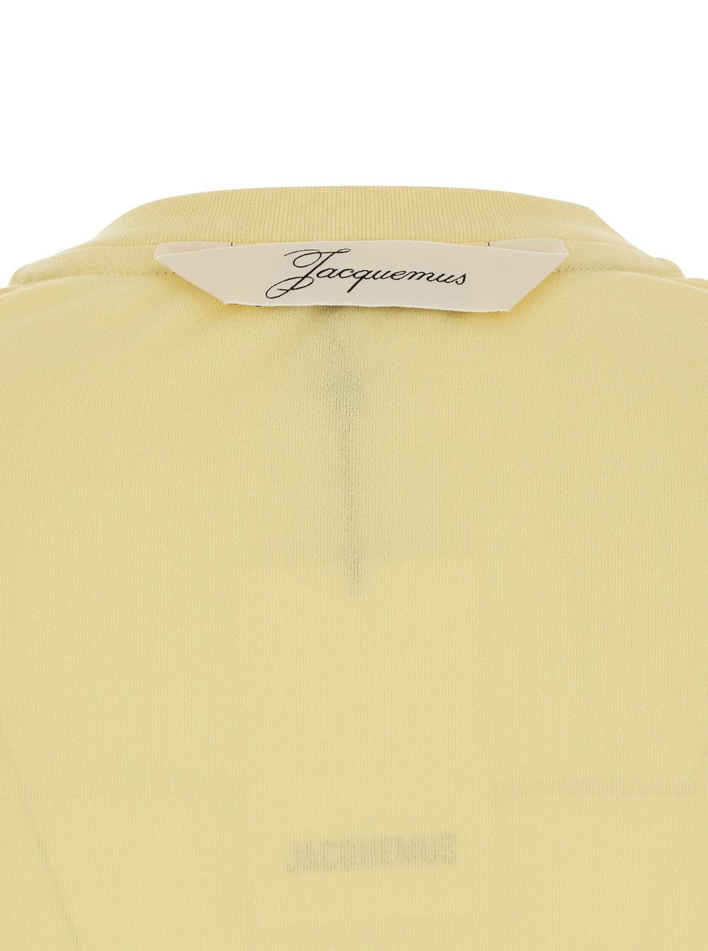 Jacquemus 'LE TSHIRT VENTADOU' yellow T-shirt crew neck with gros grain logo on the back in tech fabric for women Size M / US 6-8 / IT 42-44 - 3 Thumbnail