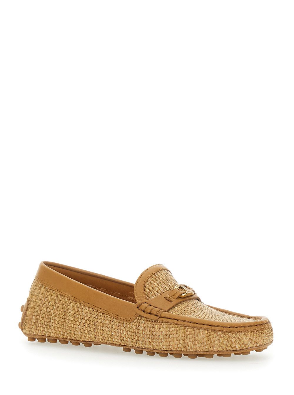 Tod's Raffia Loafers Beige with Rounded Toe in Cotton Women Size US 8 / IT 38 - 2 Thumbnail