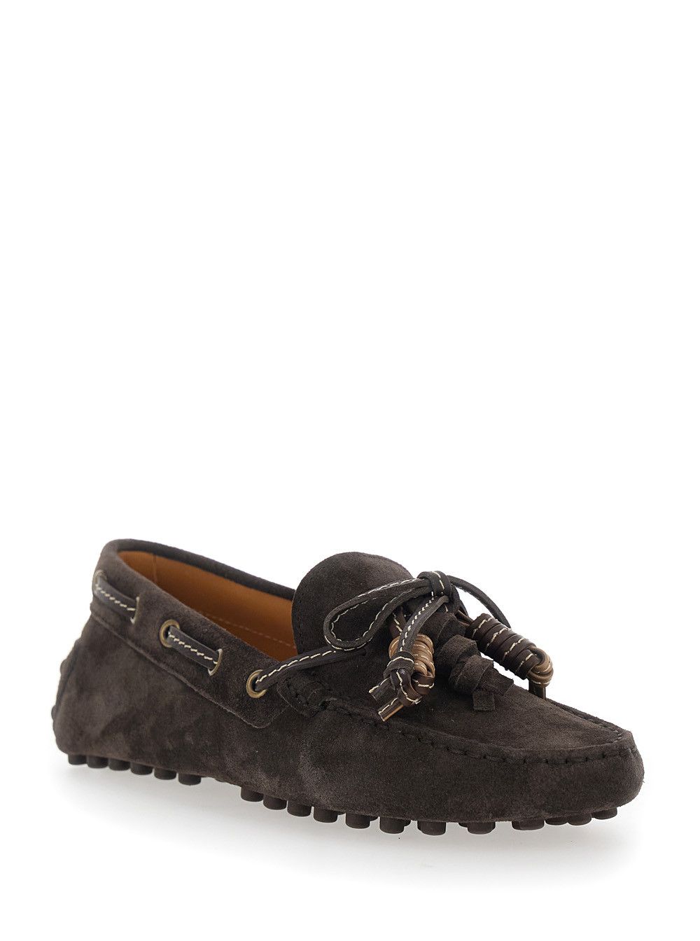 Tod's Loafers 'SUEDE MOCASSIN' Brown with Rounded Toe in Leather Men Size US 7.5 / IT 37.5 - 2 Thumbnail