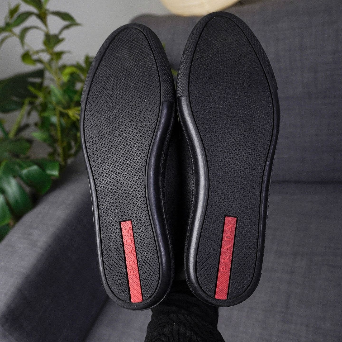 Prada Prada Black Leather Low-Top Sneakers Size 36.5 Size US 6.5 / IT 36.5 - 4 Thumbnail