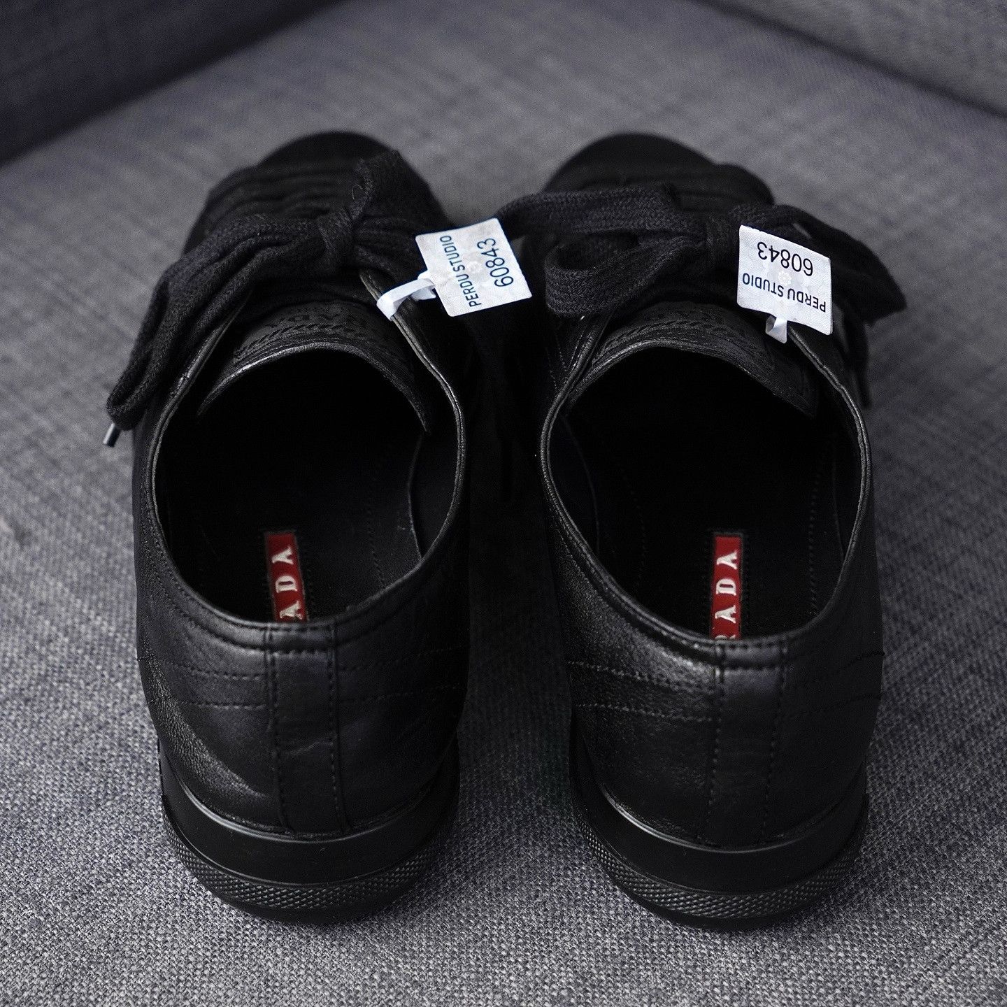 Prada Prada Black Leather Low-Top Sneakers Size 36.5 Size US 6.5 / IT 36.5 - 3 Thumbnail