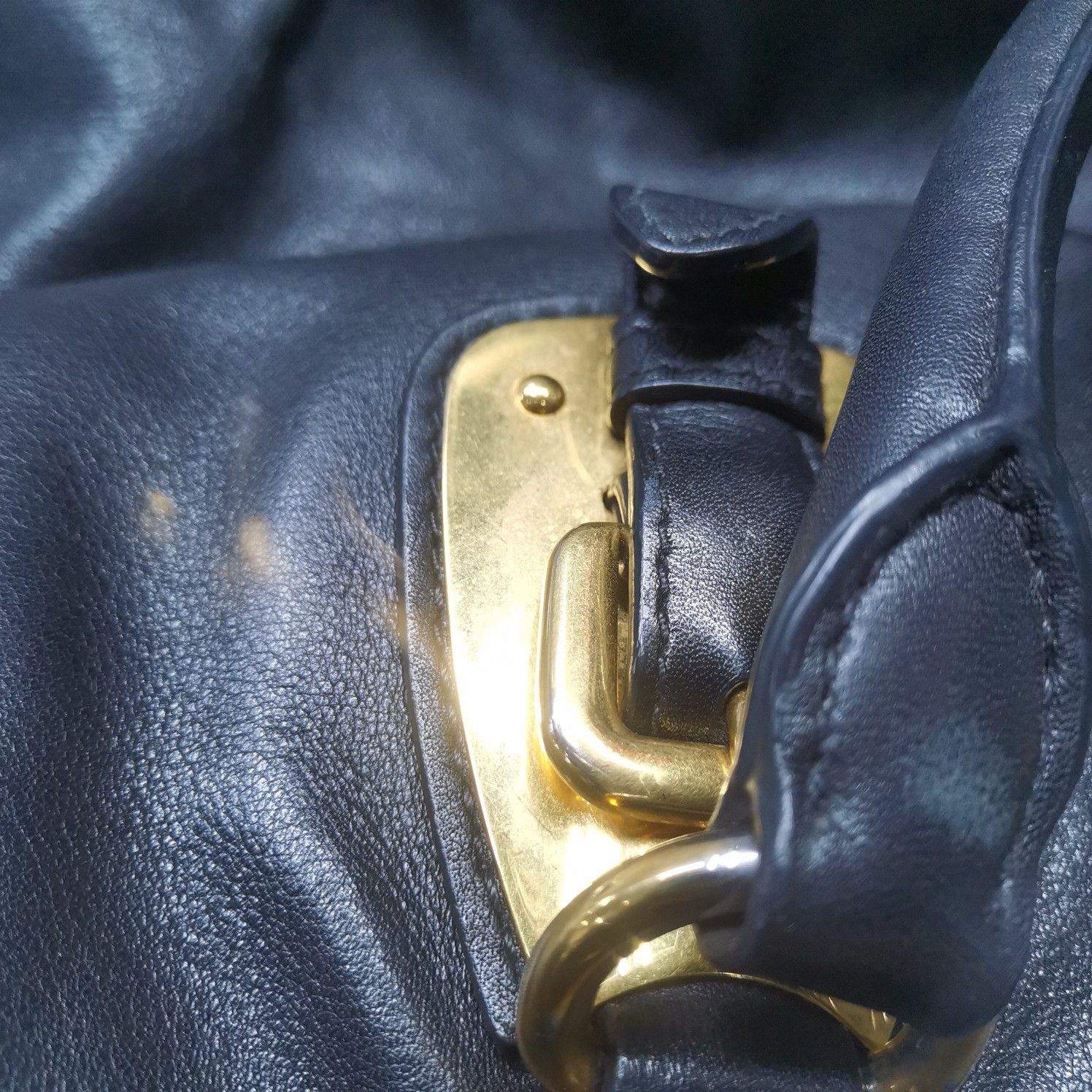 Prada Prada Black Leather Shoulder Bag Size ONE SIZE - 8 Thumbnail