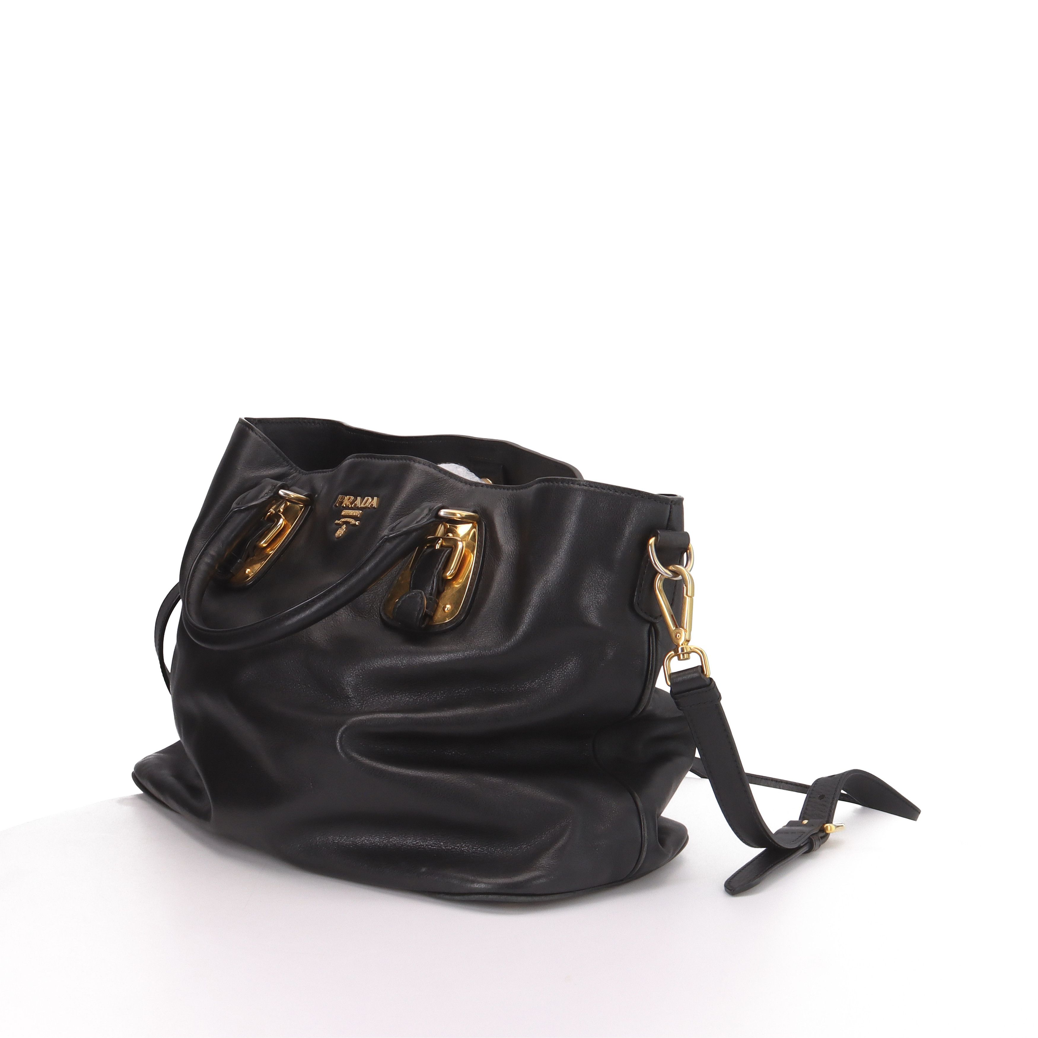 Prada Prada Black Leather Shoulder Bag Size ONE SIZE - 2 Thumbnail