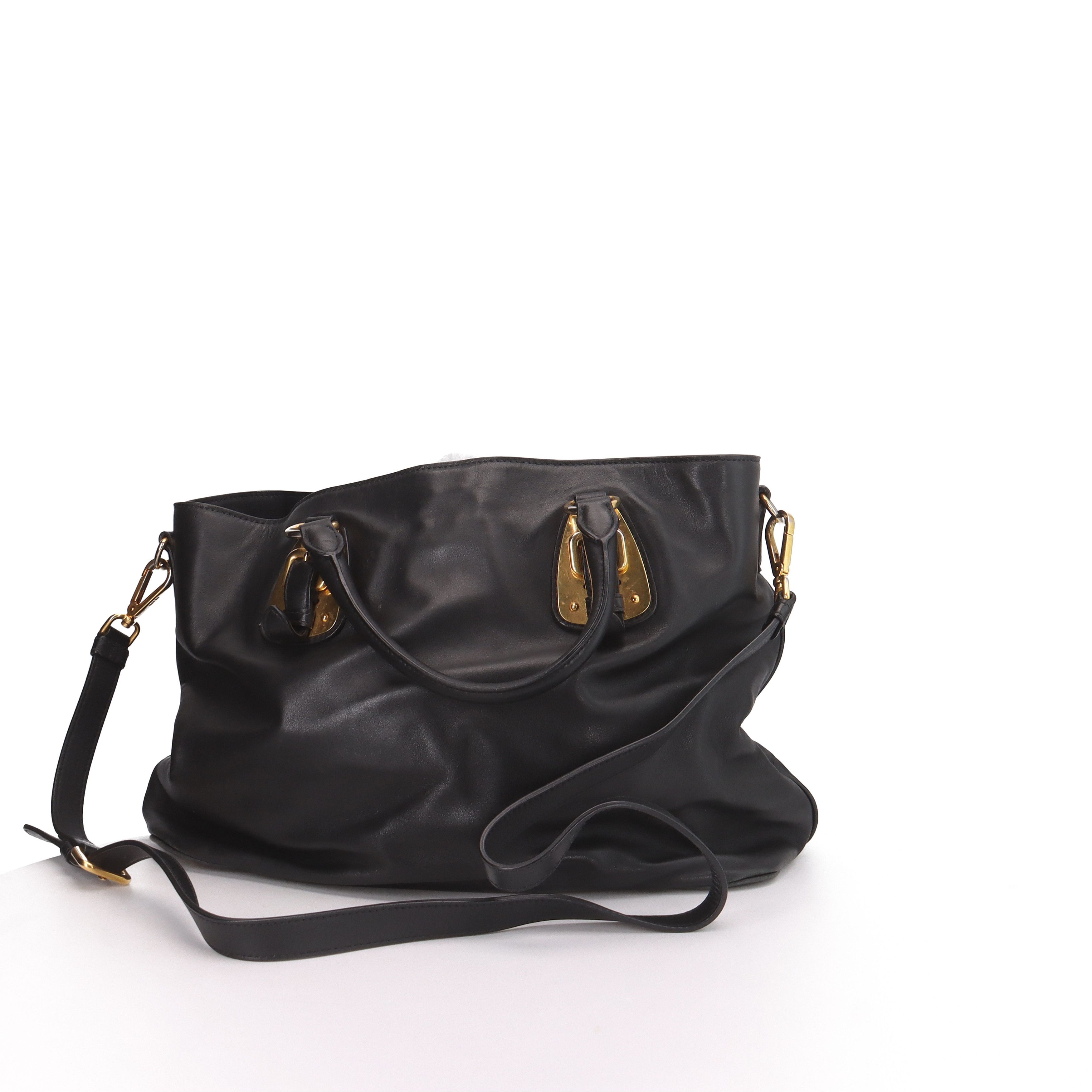 Prada Prada Black Leather Shoulder Bag Size ONE SIZE - 3 Thumbnail