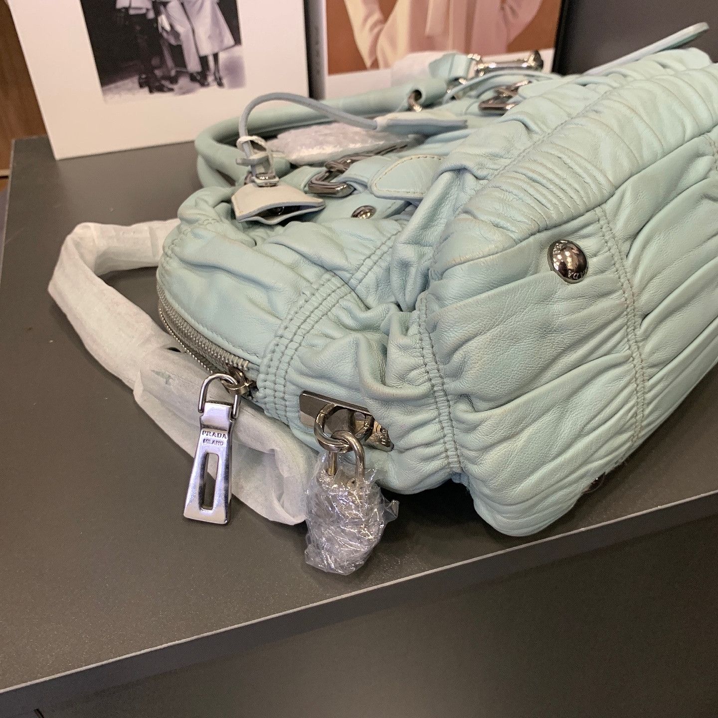 Prada Prada Gaufre Leather Handle Bag Size ONE SIZE - 7 Thumbnail