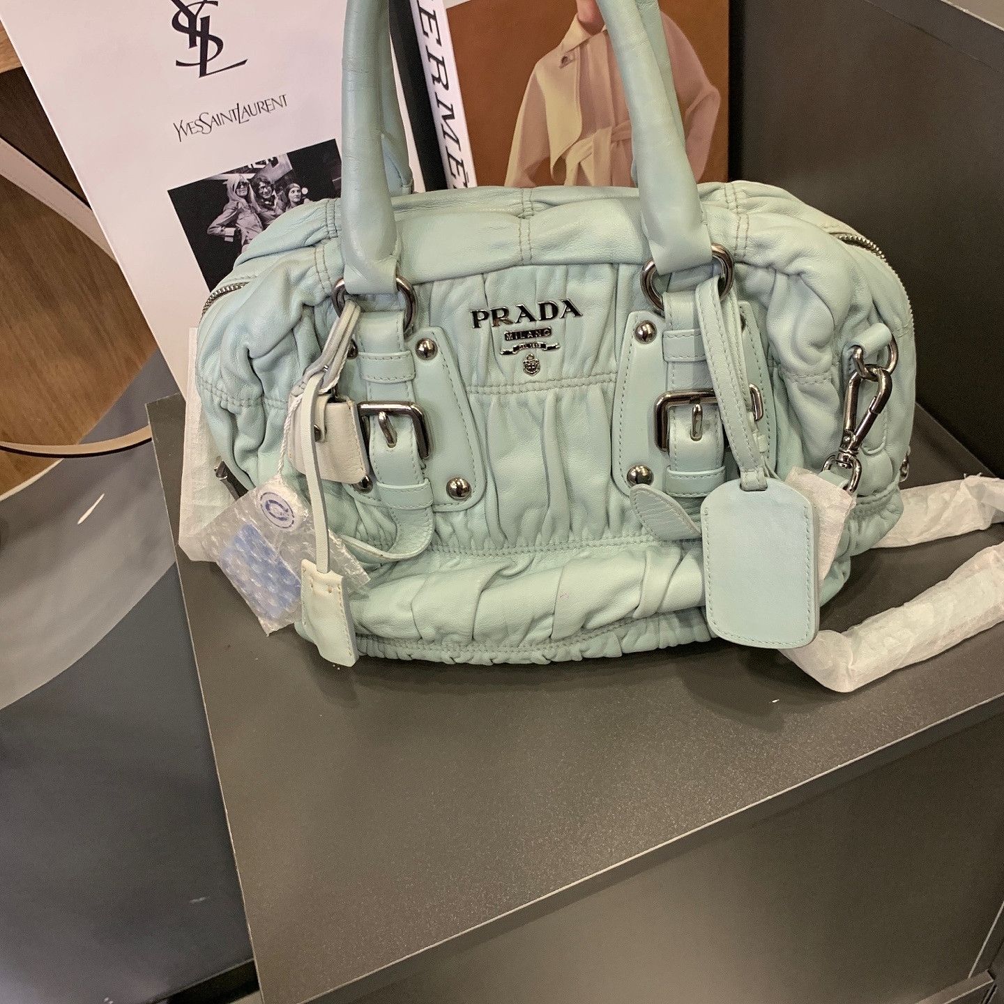 Prada Prada Gaufre Leather Handle Bag Size ONE SIZE - 2 Thumbnail