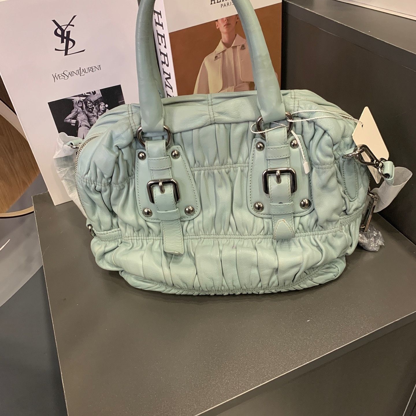 Prada Prada Gaufre Leather Handle Bag Size ONE SIZE - 3 Thumbnail