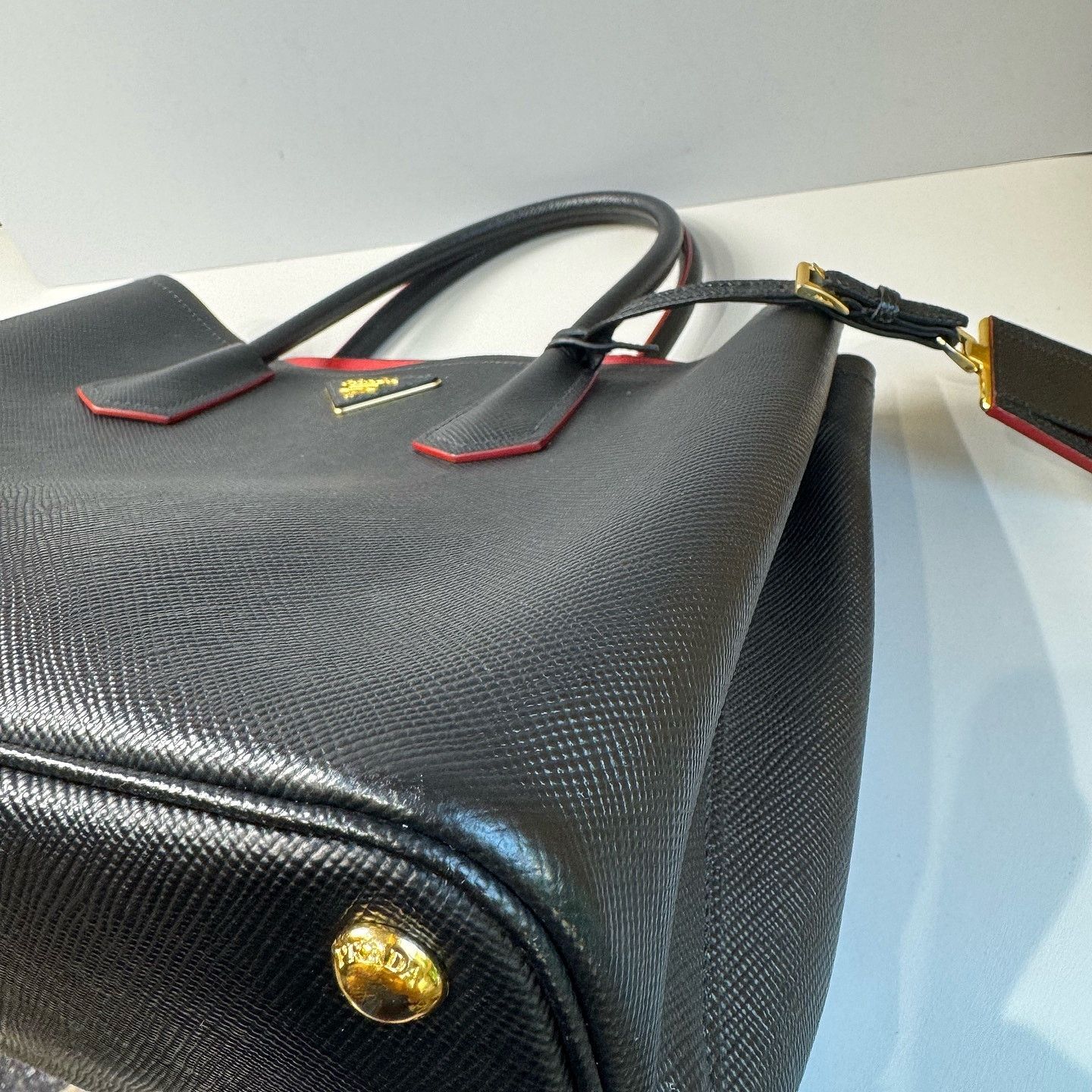 Prada Prada Saffiano Leather Handle Bag Black Size ONE SIZE - 10 Thumbnail