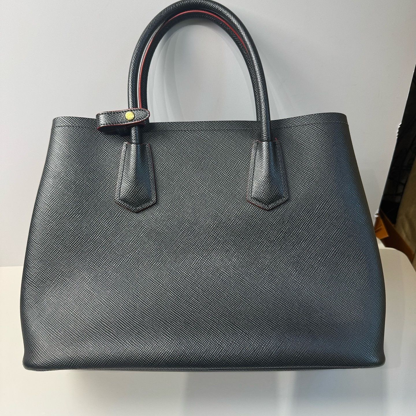 Prada Prada Saffiano Leather Handle Bag Black Size ONE SIZE - 3 Thumbnail
