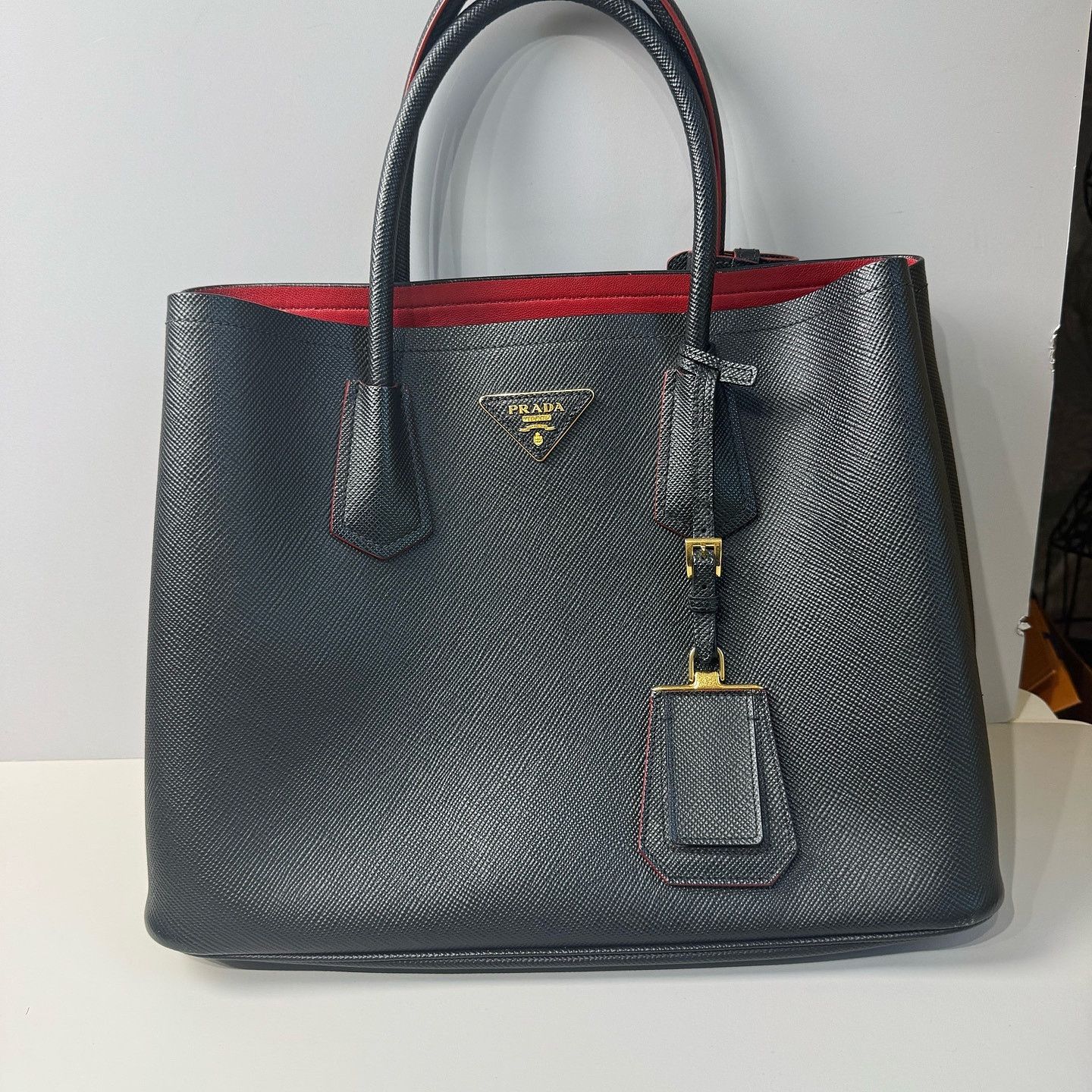 Prada Prada Saffiano Leather Handle Bag Black Size ONE SIZE - 2 Thumbnail