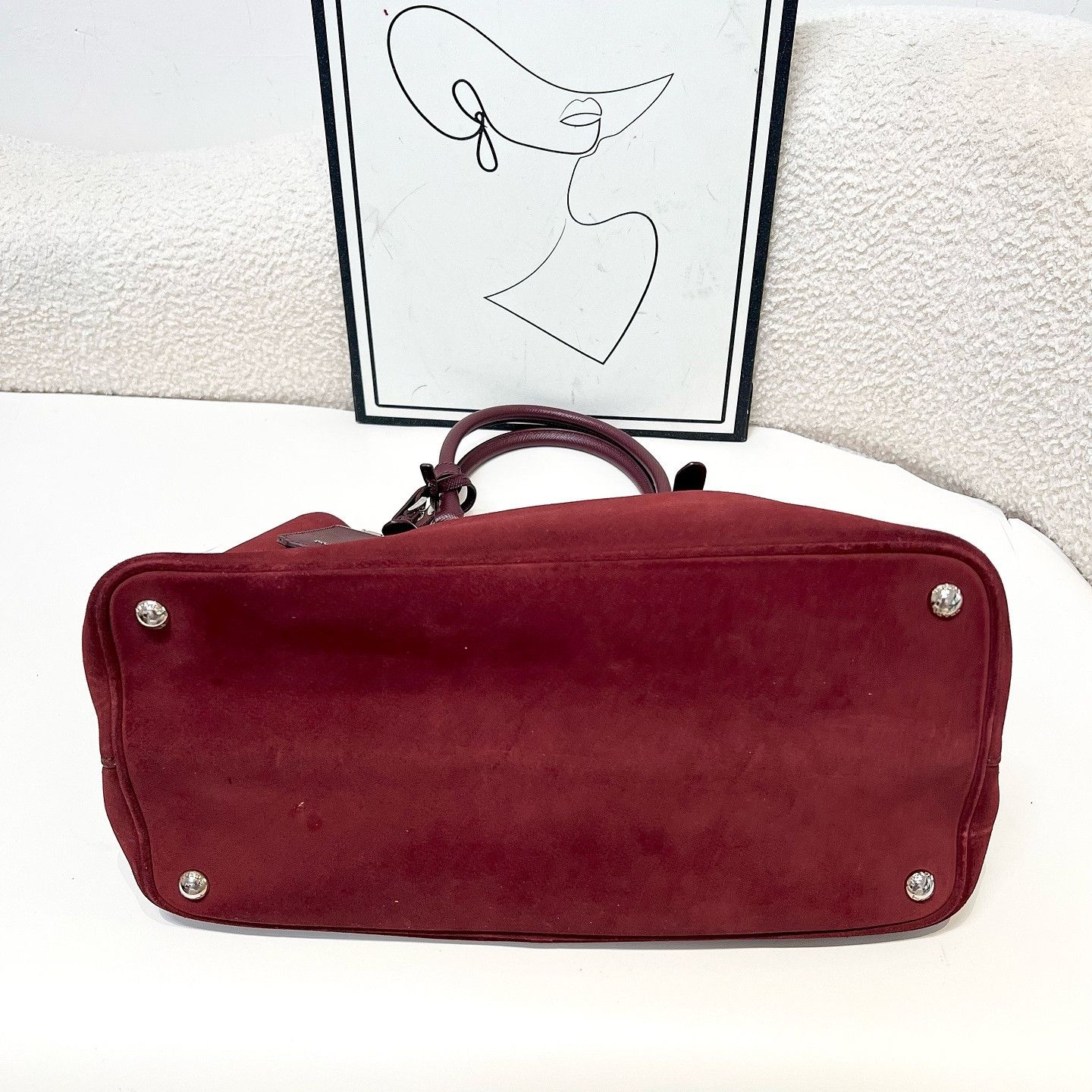 Prada Prada Suede Triangle Logo Tote Bag Size ONE SIZE - 4 Thumbnail