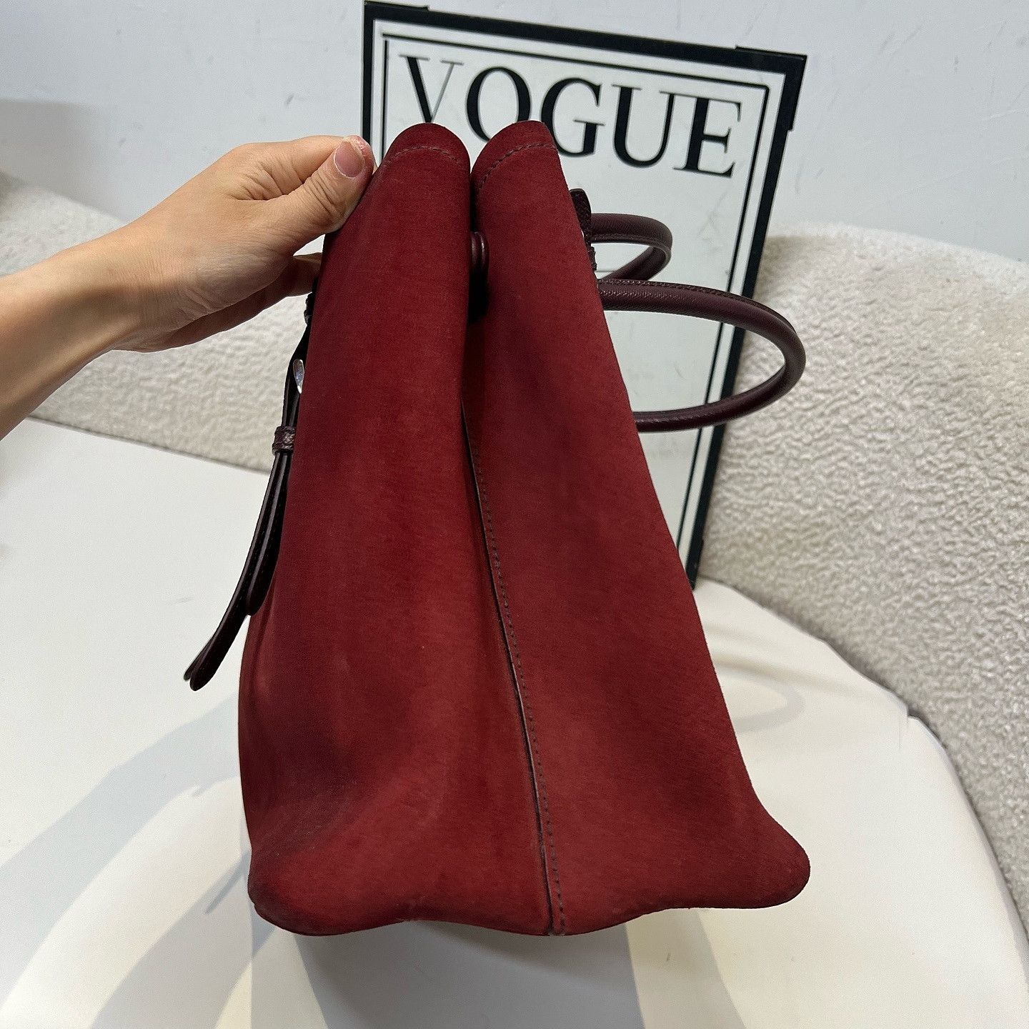 Prada Prada Suede Triangle Logo Tote Bag Size ONE SIZE - 12 Thumbnail