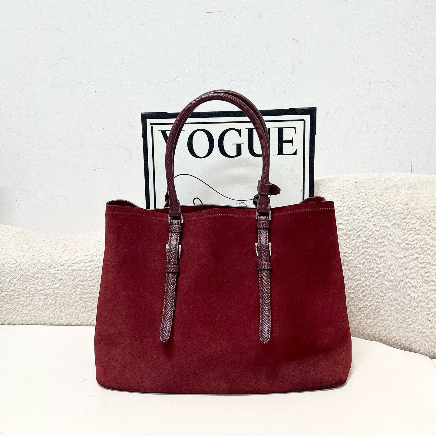 Prada Prada Suede Triangle Logo Tote Bag Size ONE SIZE - 3 Thumbnail