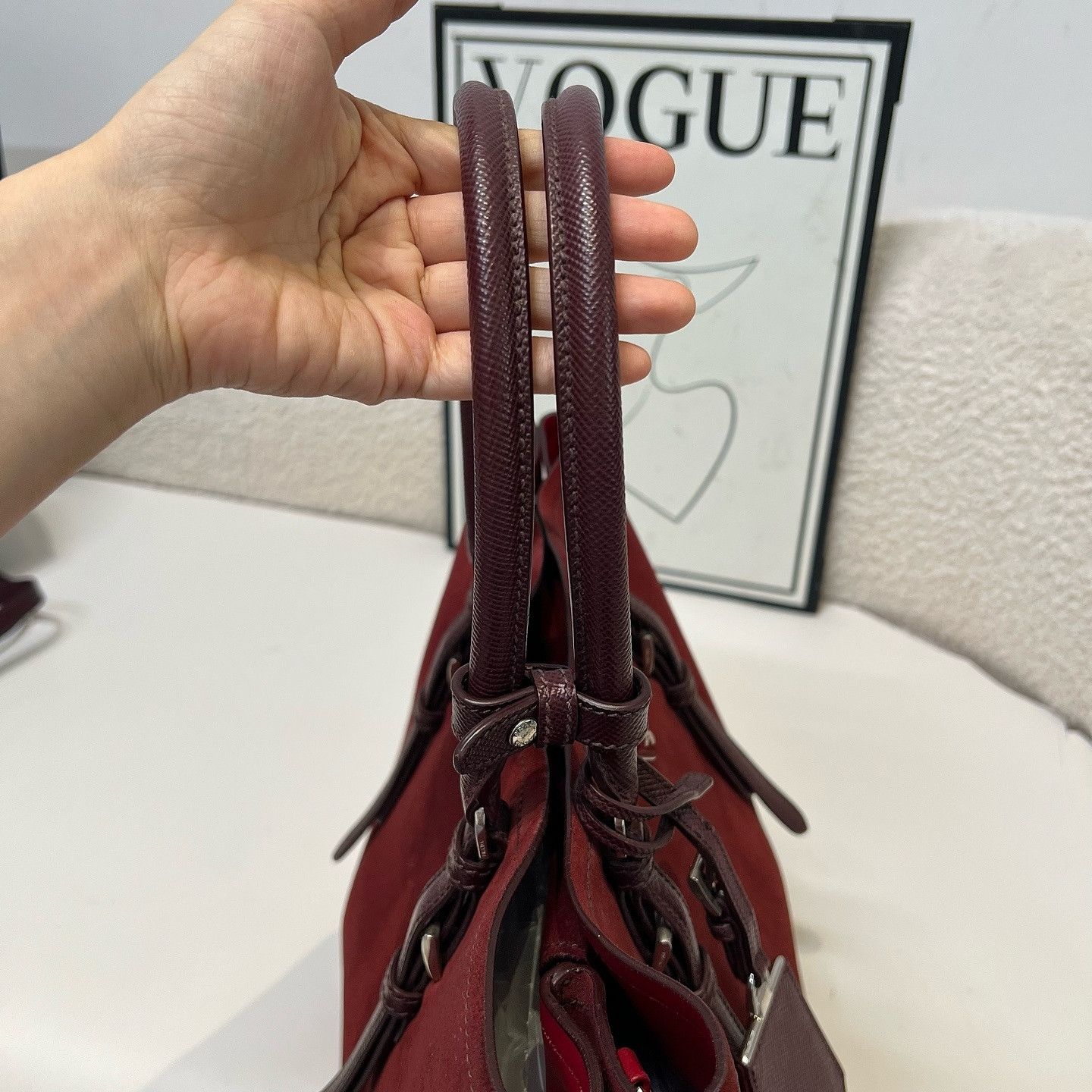 Prada Prada Suede Triangle Logo Tote Bag Size ONE SIZE - 13 Thumbnail