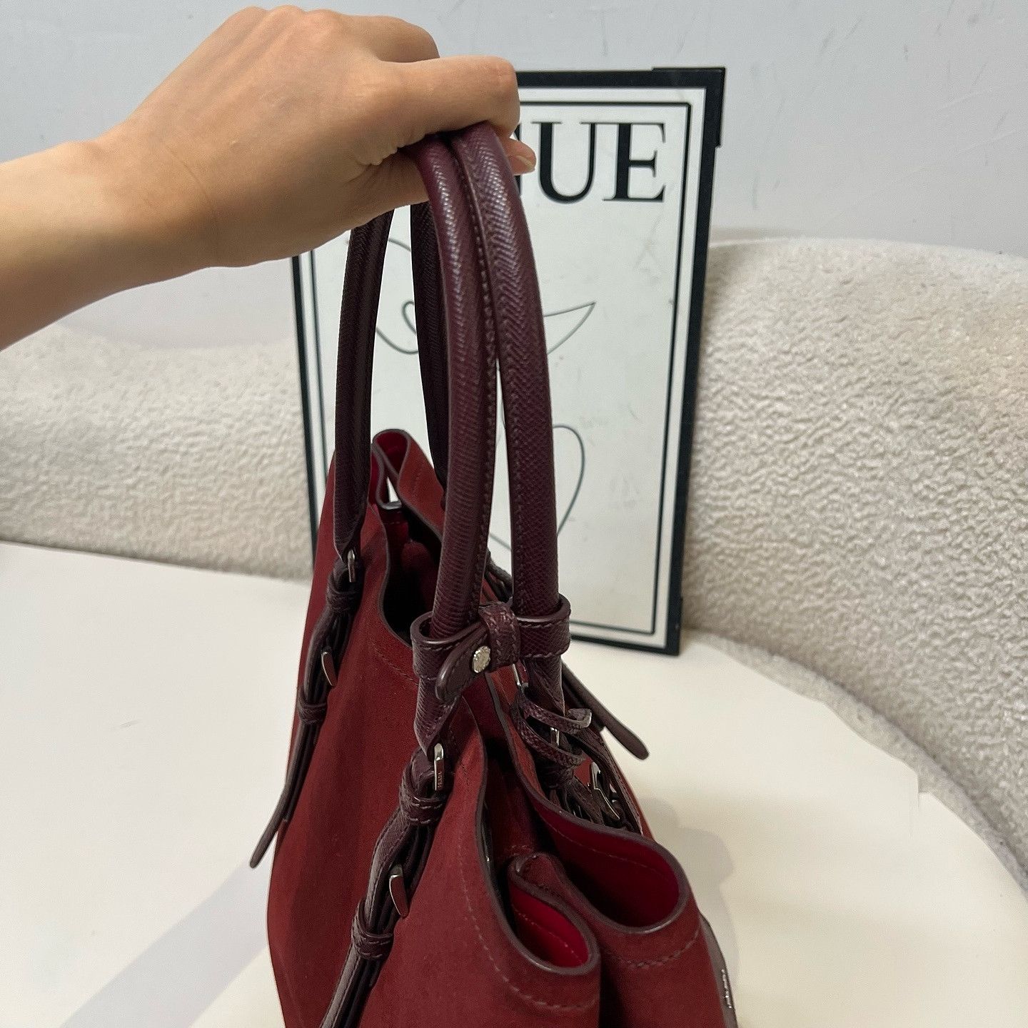 Prada Prada Suede Triangle Logo Tote Bag Size ONE SIZE - 16 Thumbnail