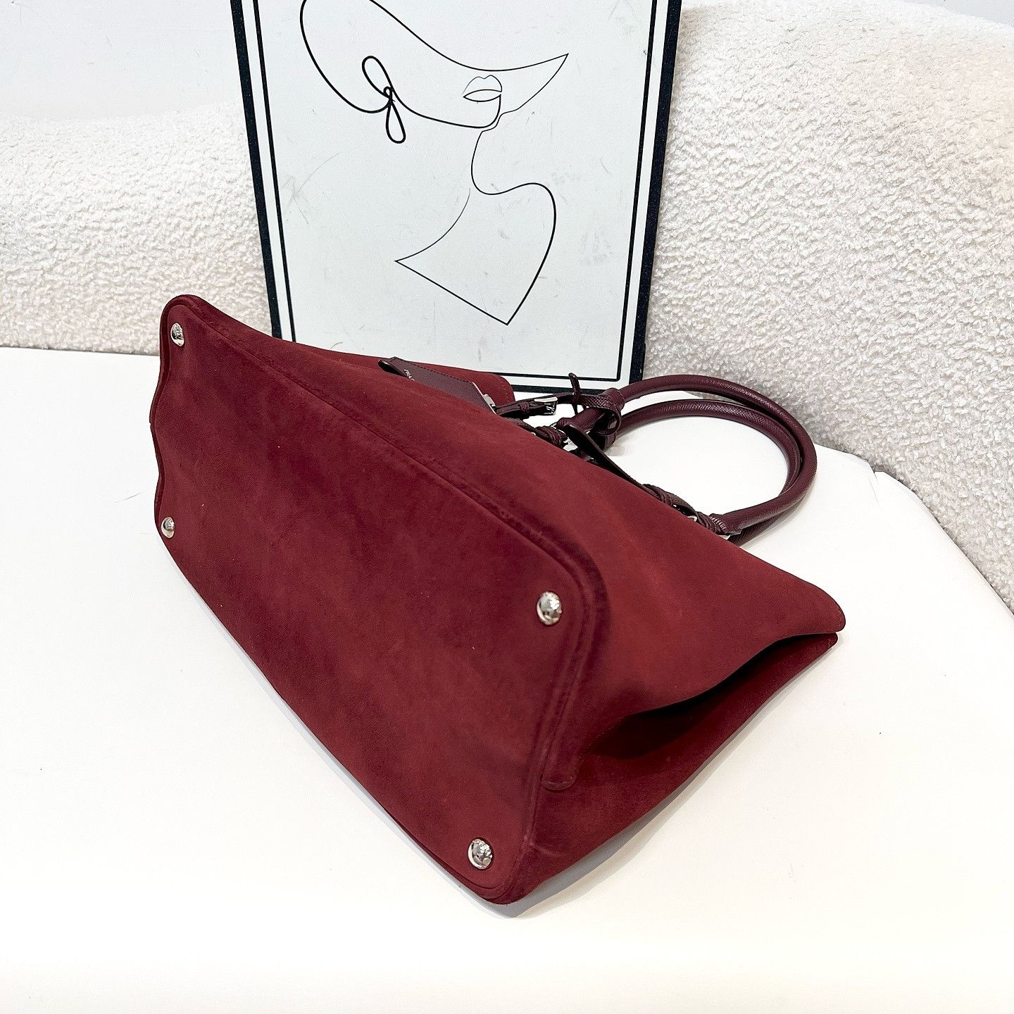Prada Prada Suede Triangle Logo Tote Bag Size ONE SIZE - 7 Thumbnail