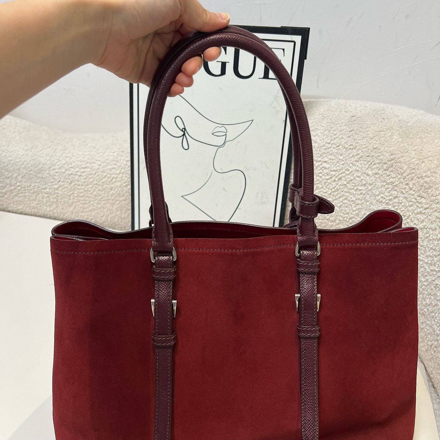 Prada Prada Suede Triangle Logo Tote Bag Size ONE SIZE - 15 Thumbnail