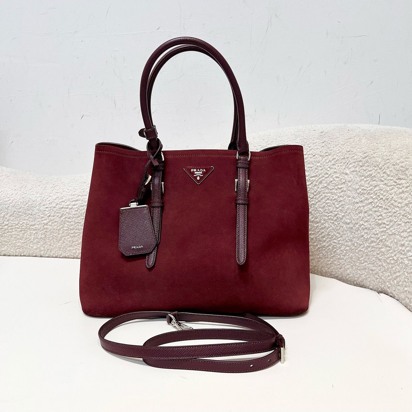 Prada Prada Suede Triangle Logo Tote Bag Size ONE SIZE - 20 Thumbnail